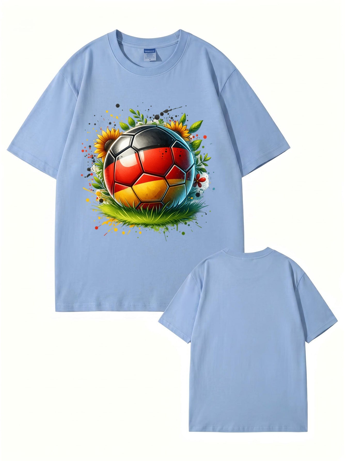 Germany Flag Soccer Ball Graphic Print Cotton T-Shirt