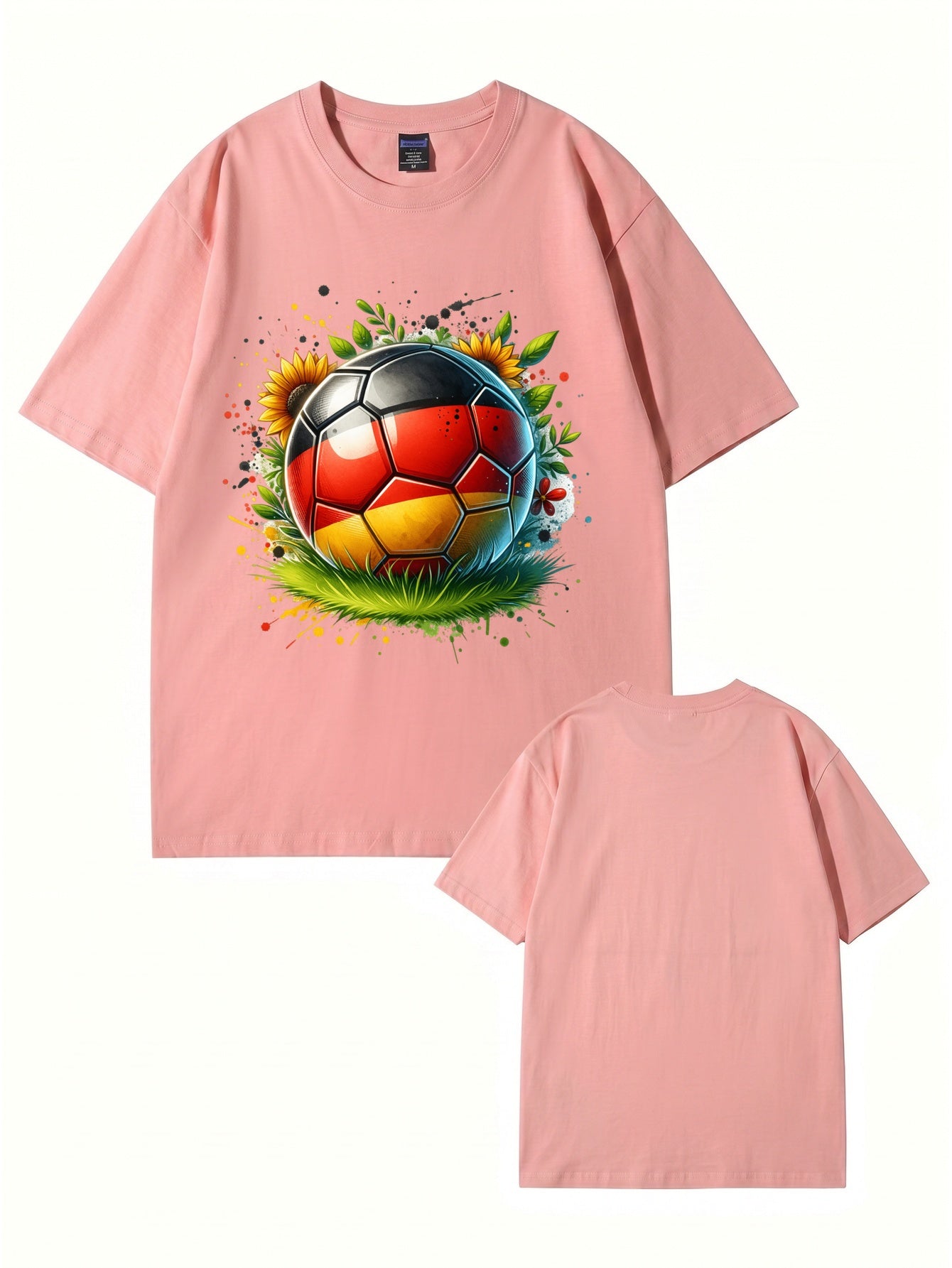 Germany Flag Soccer Ball Graphic Print Cotton T-Shirt