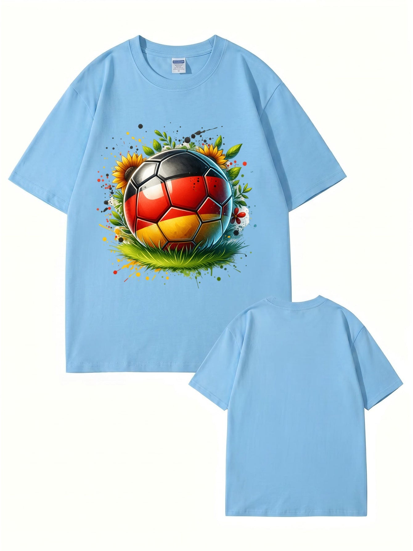 Germany Flag Soccer Ball Graphic Print Cotton T-Shirt