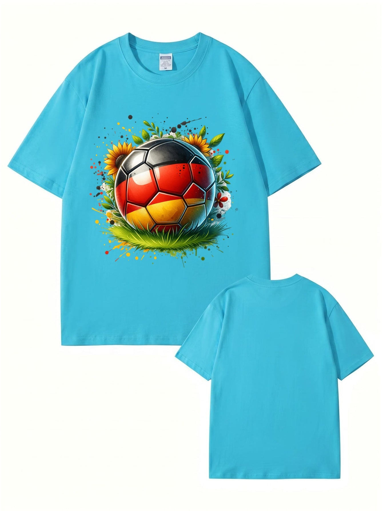 Germany Flag Soccer Ball Graphic Print Cotton T-Shirt