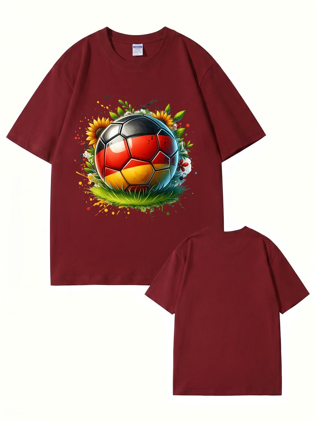 Germany Flag Soccer Ball Graphic Print Cotton T-Shirt