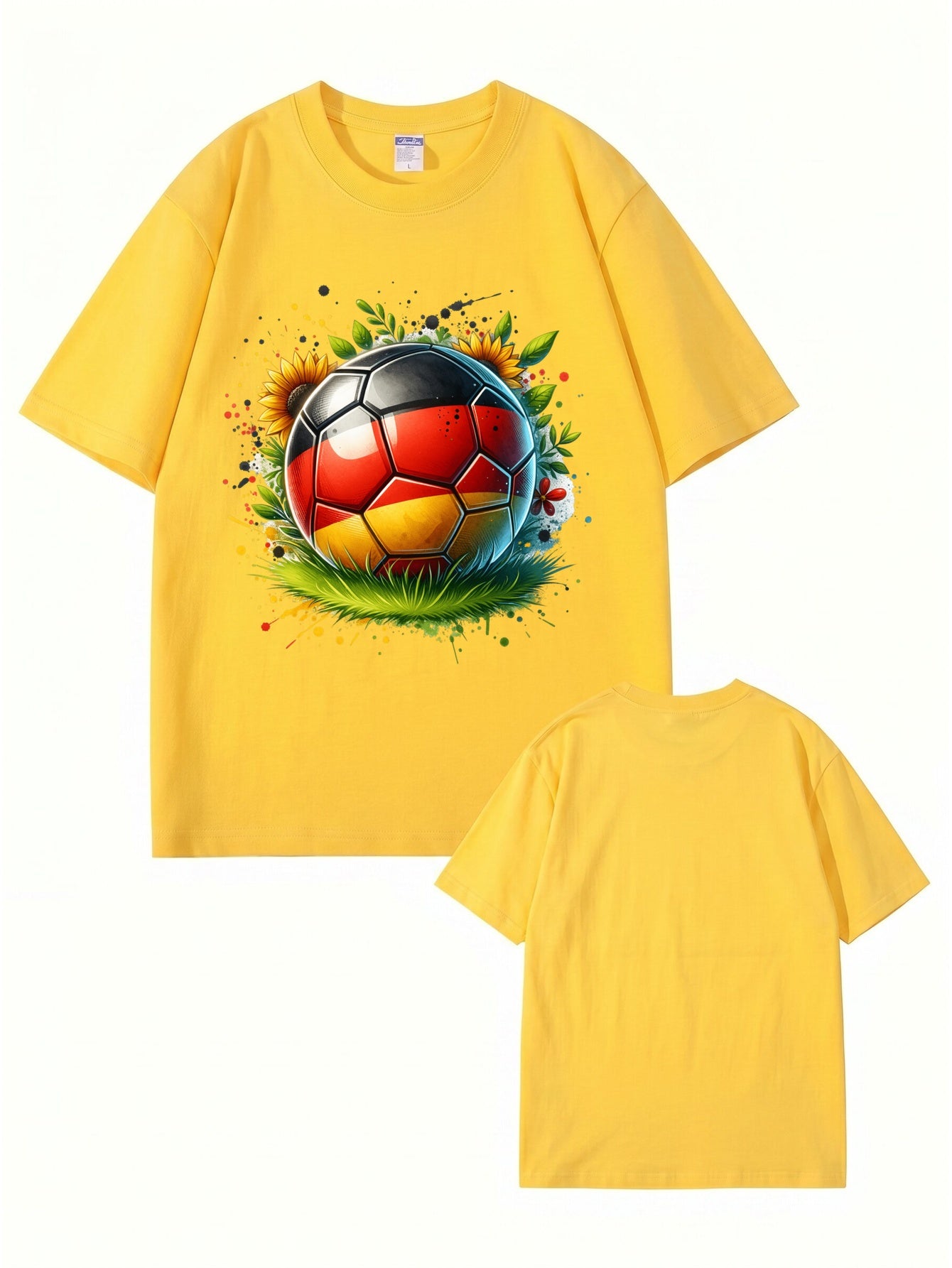 Germany Flag Soccer Ball Graphic Print Cotton T-Shirt