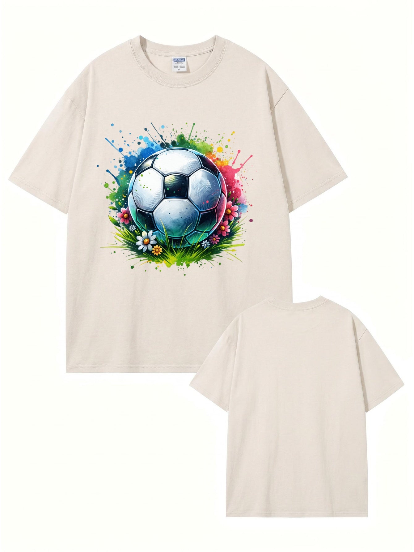 Vintage Washed Oversized Soccer Ball Graphic T-Shirt