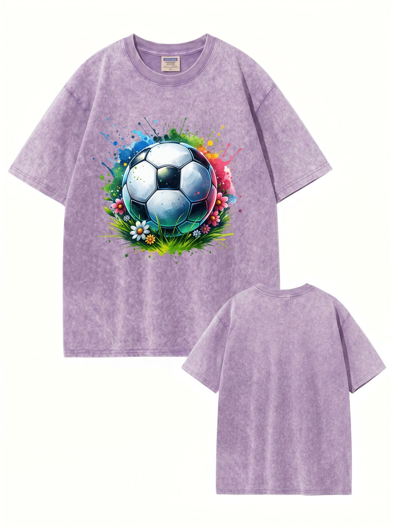 Vintage Washed Oversized Soccer Ball Graphic T-Shirt