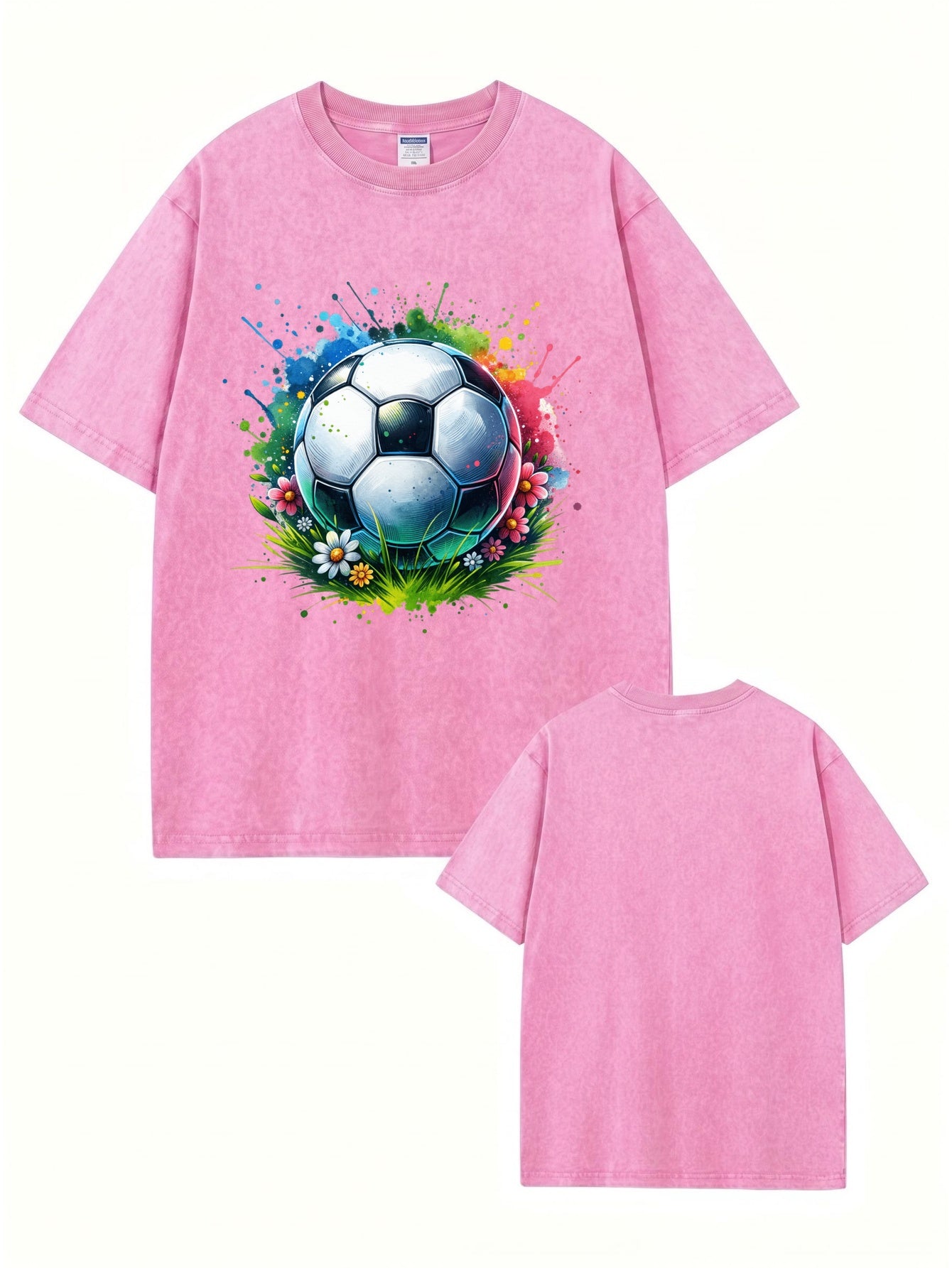 Vintage Washed Oversized Soccer Ball Graphic T-Shirt