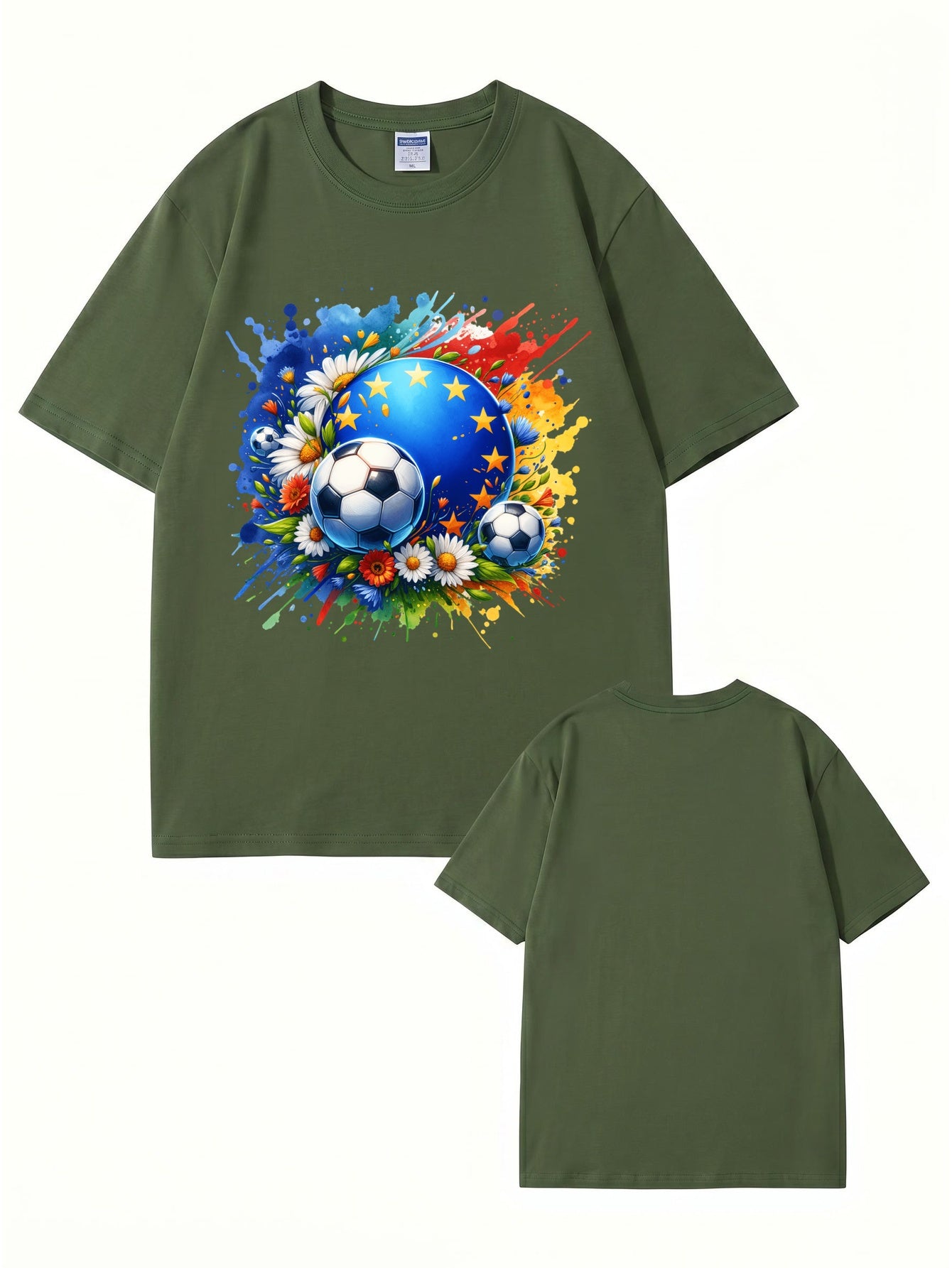 European Championship Floral Soccer Ball Graphic T-Shirt