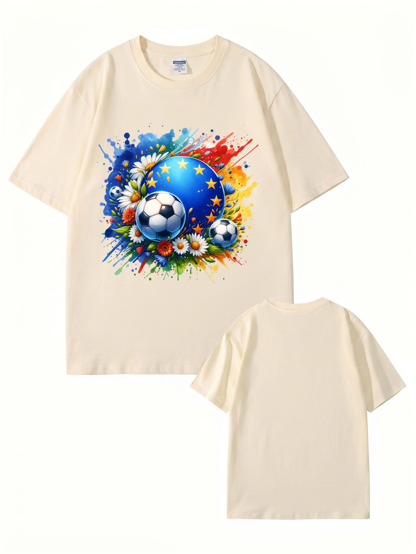 European Championship Floral Soccer Ball Graphic T-Shirt