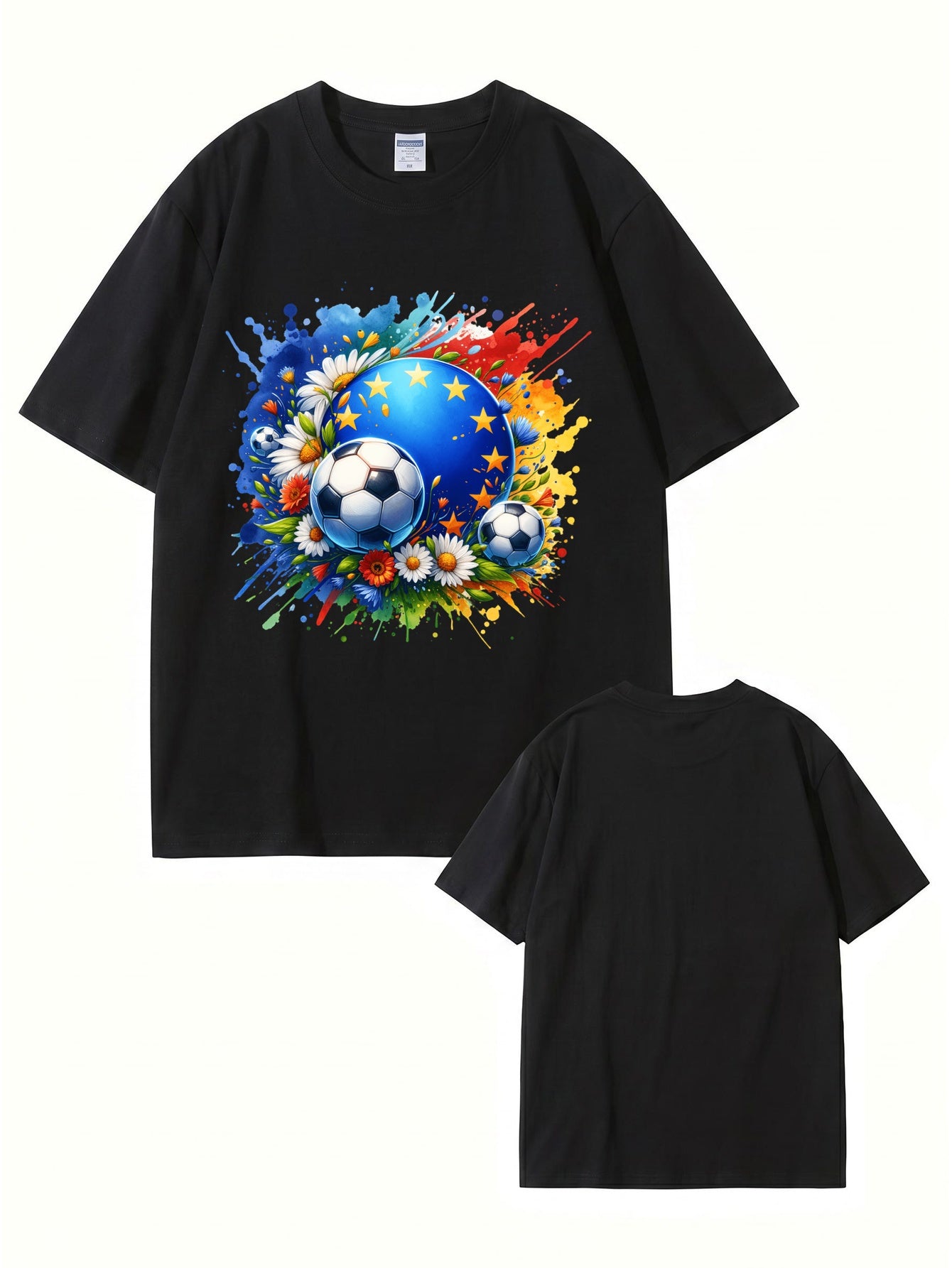 European Championship Floral Soccer Ball Graphic T-Shirt