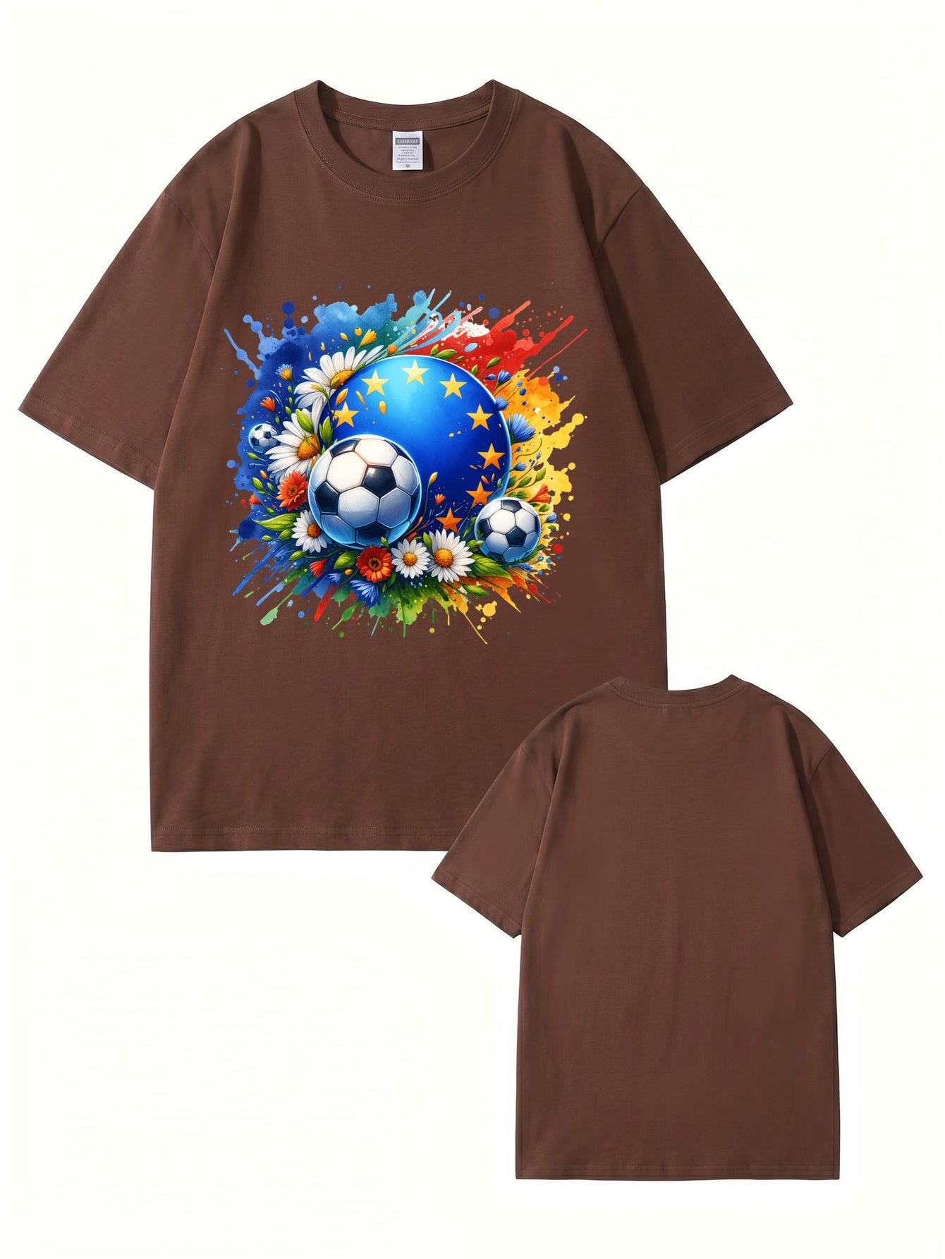 European Championship Floral Soccer Ball Graphic T-Shirt