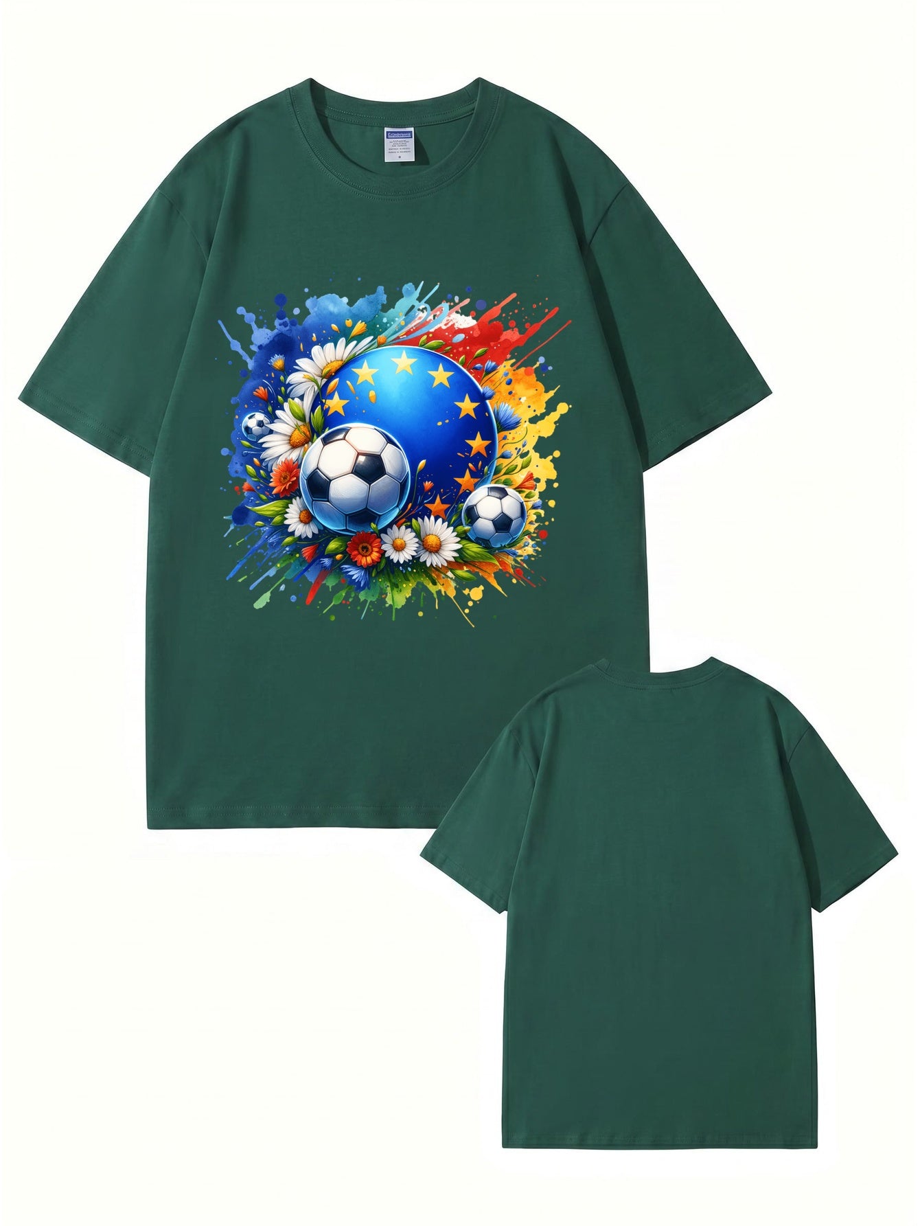 European Championship Floral Soccer Ball Graphic T-Shirt