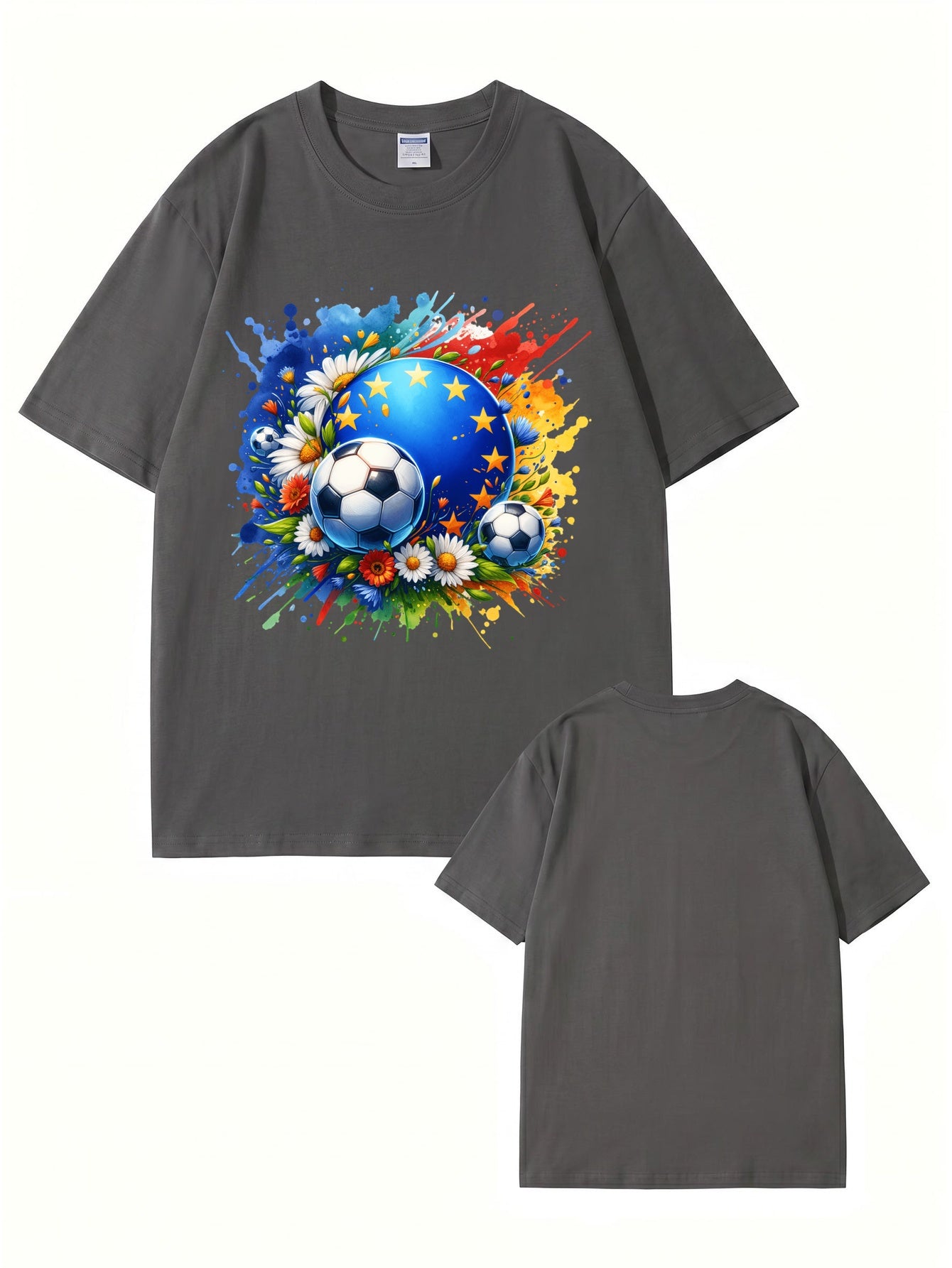 European Championship Floral Soccer Ball Graphic T-Shirt