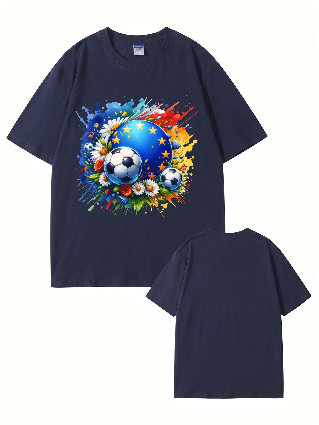 European Championship Floral Soccer Ball Graphic T-Shirt