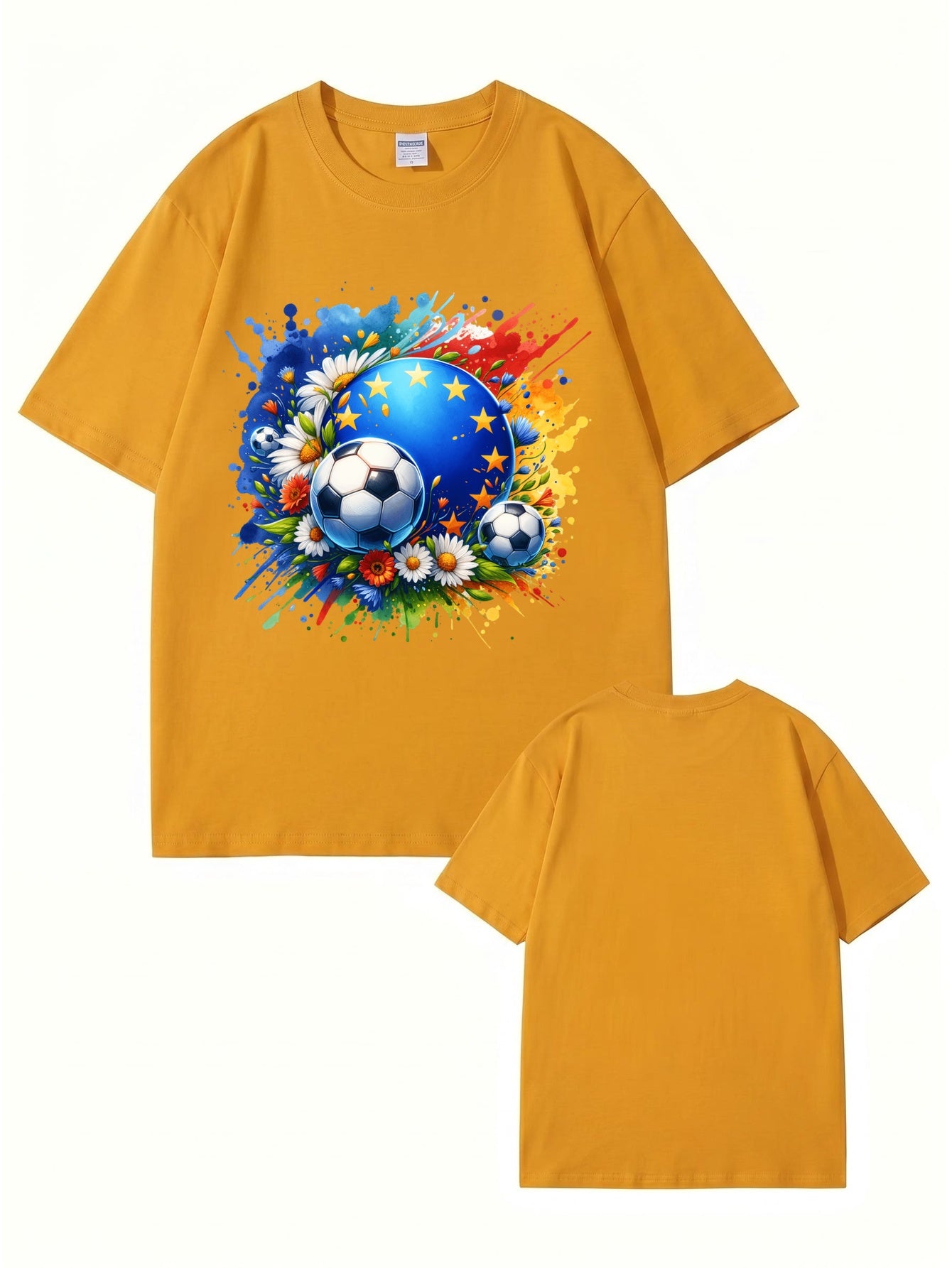 European Championship Floral Soccer Ball Graphic T-Shirt