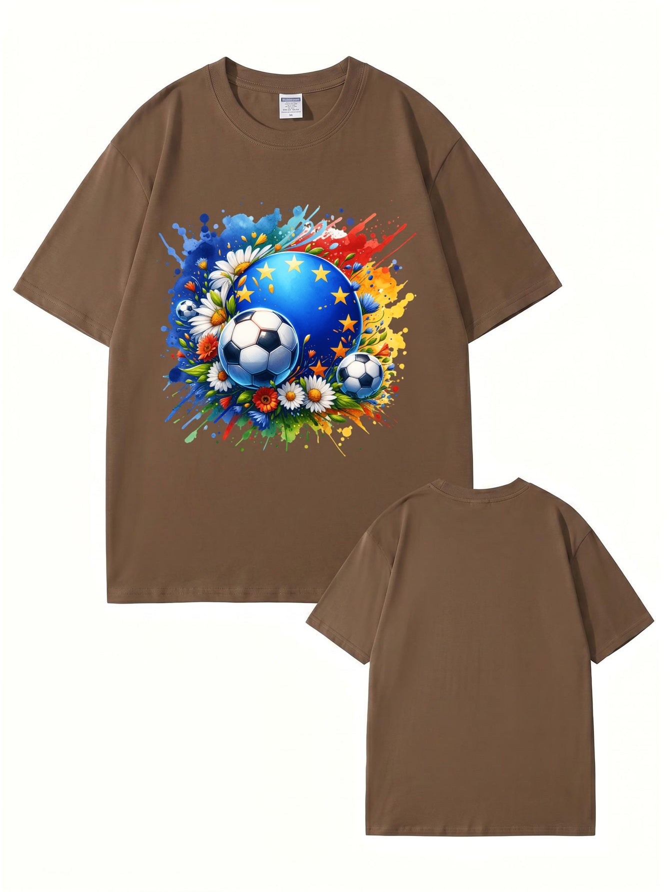 European Championship Floral Soccer Ball Graphic T-Shirt