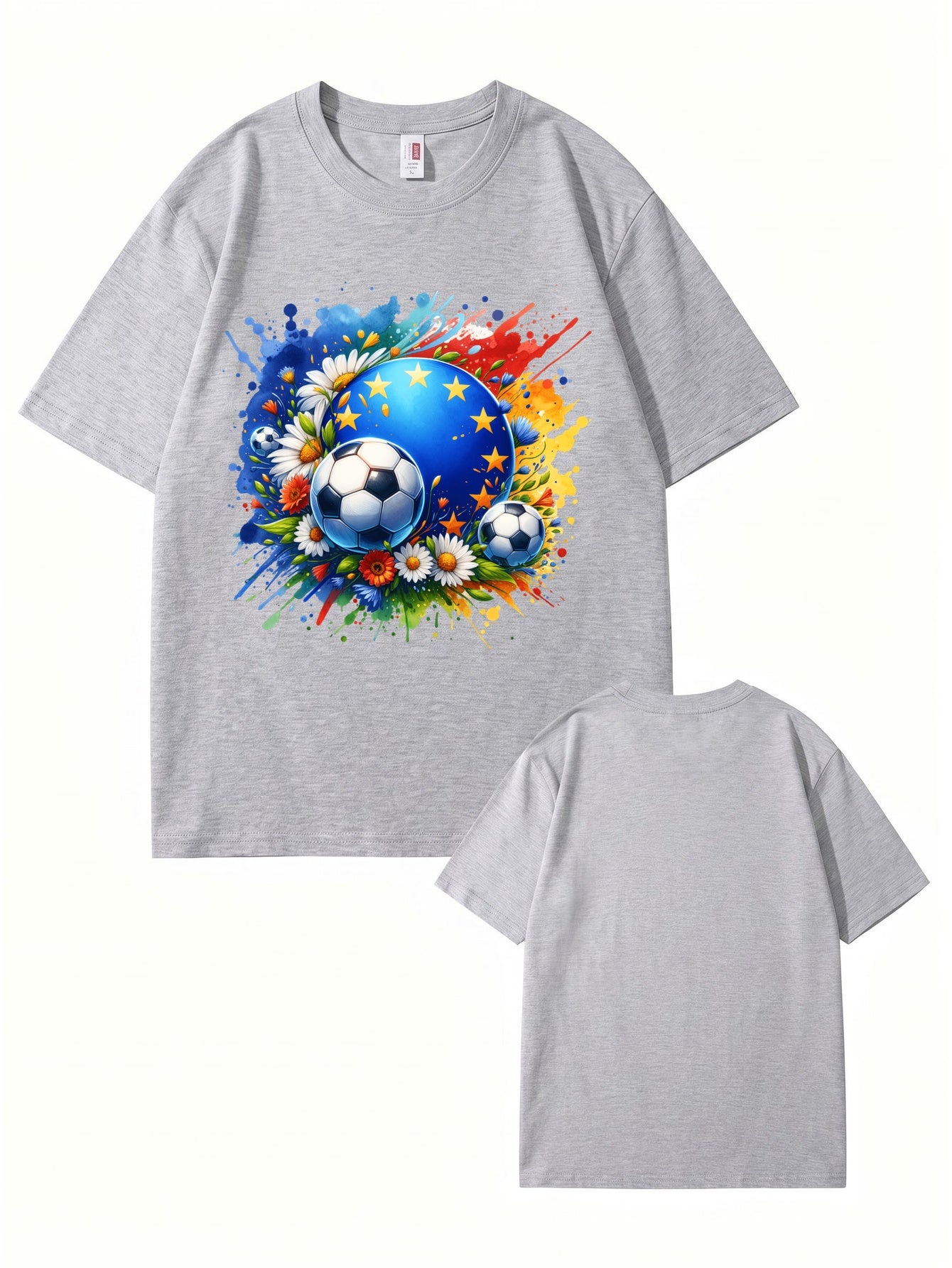 European Championship Floral Soccer Ball Graphic T-Shirt