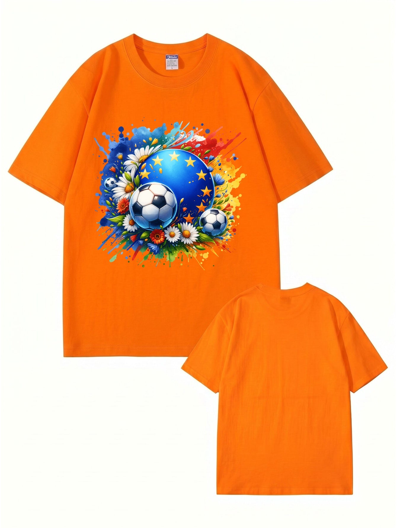 European Championship Floral Soccer Ball Graphic T-Shirt