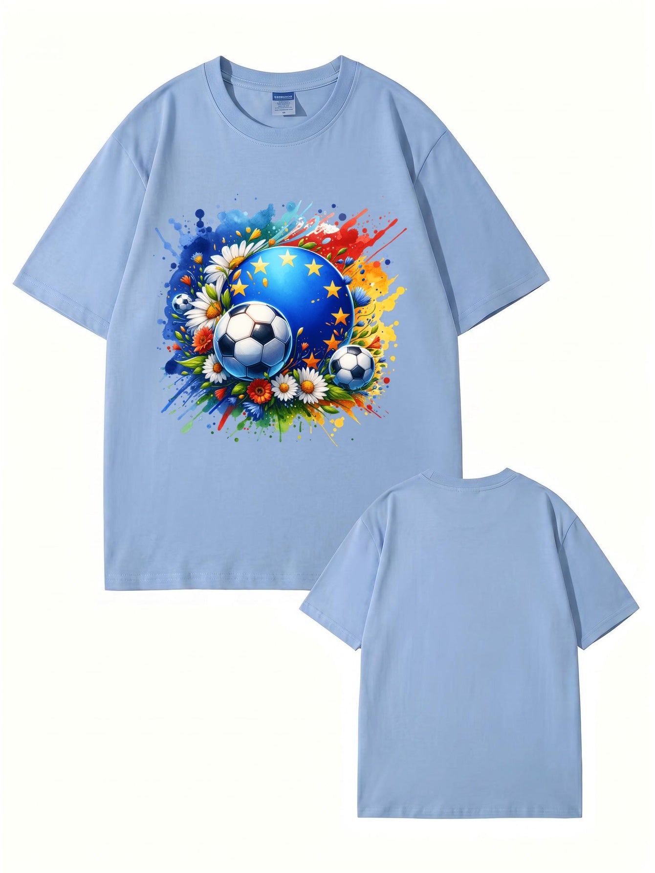European Championship Floral Soccer Ball Graphic T-Shirt