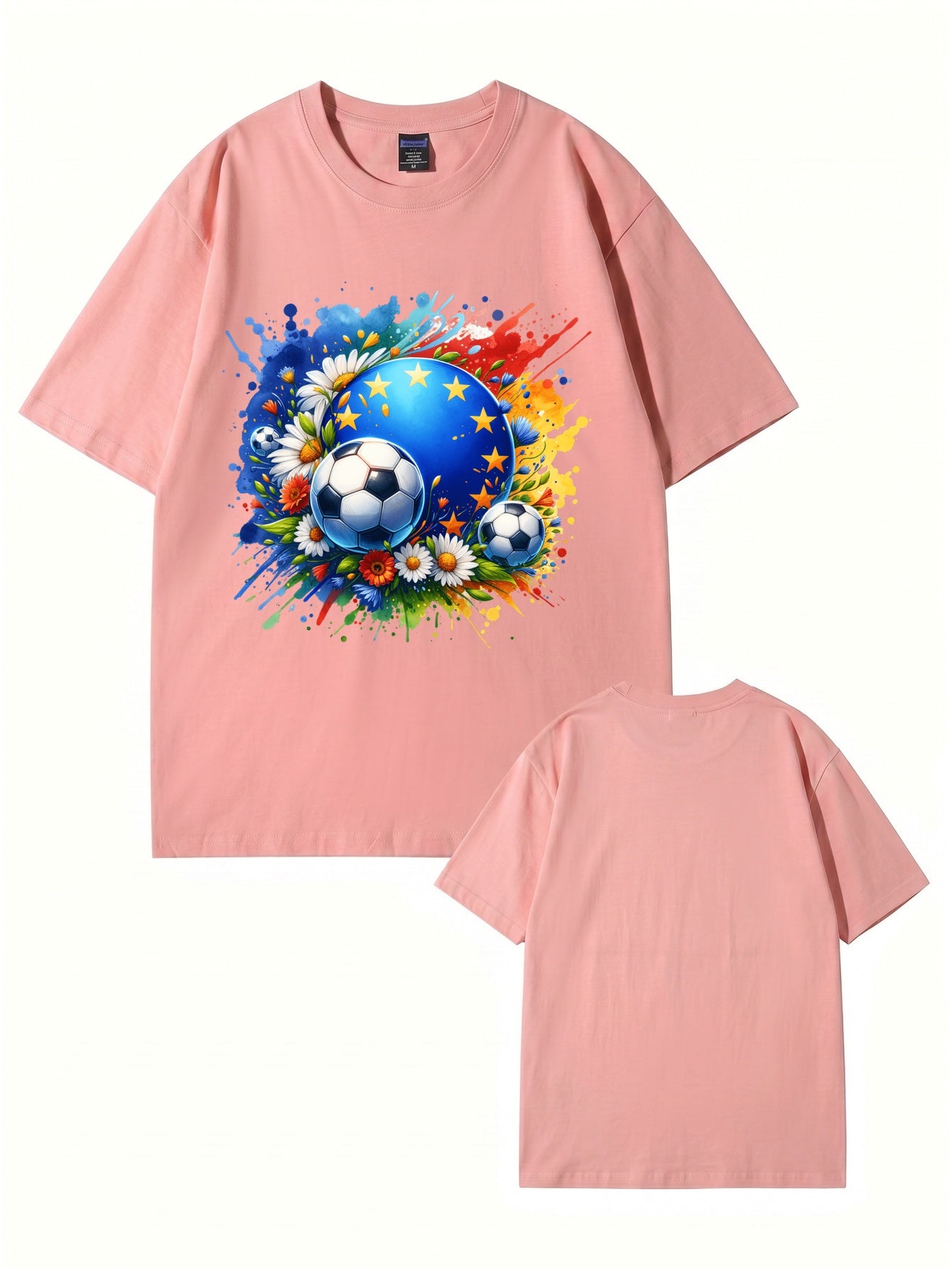 European Championship Floral Soccer Ball Graphic T-Shirt
