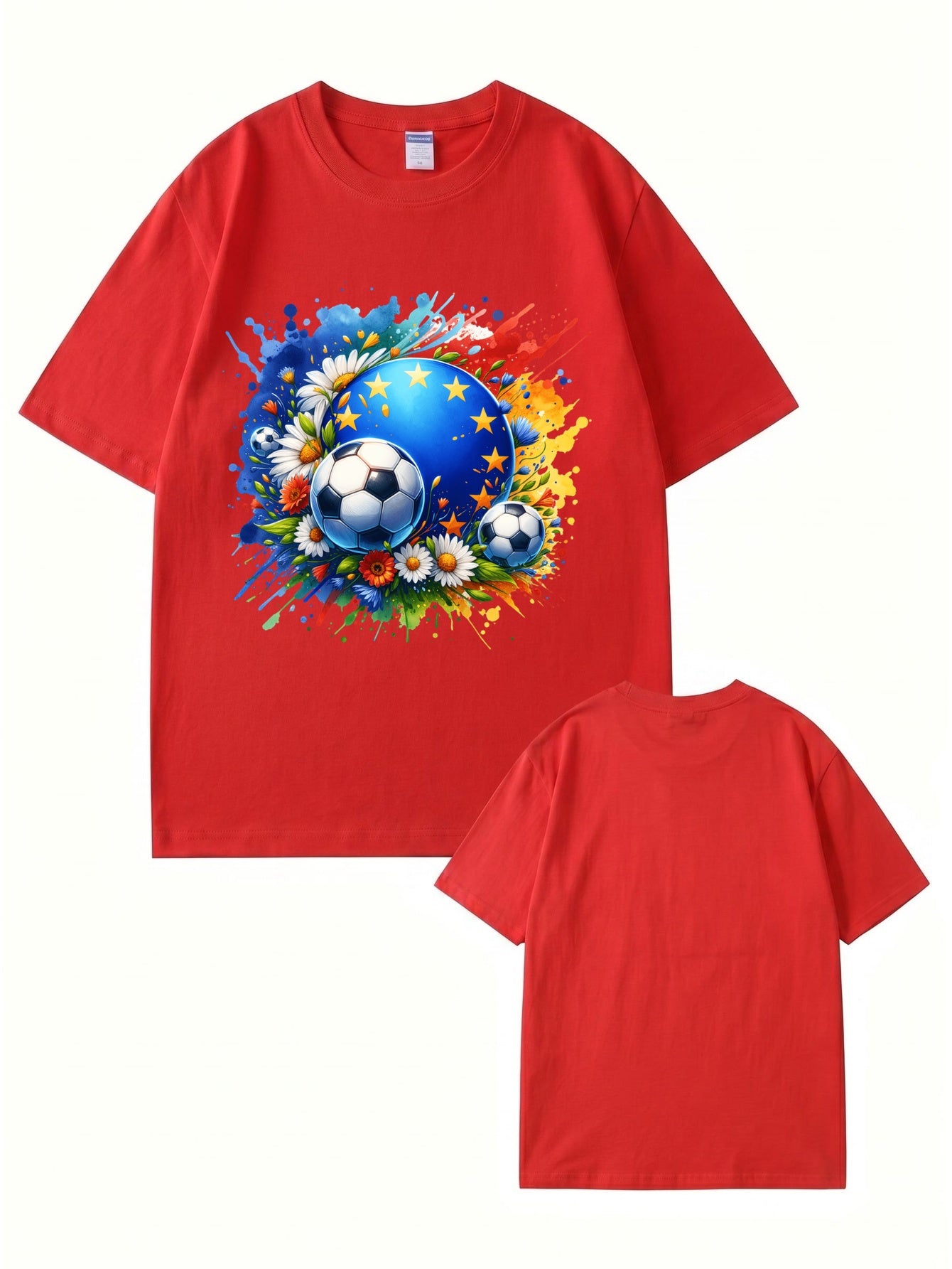 European Championship Floral Soccer Ball Graphic T-Shirt