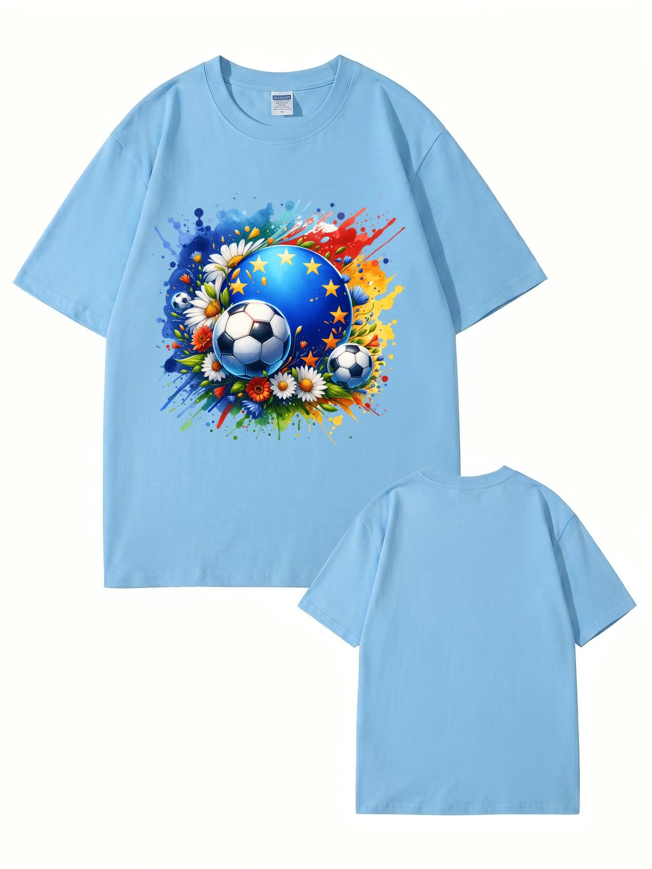 European Championship Floral Soccer Ball Graphic T-Shirt