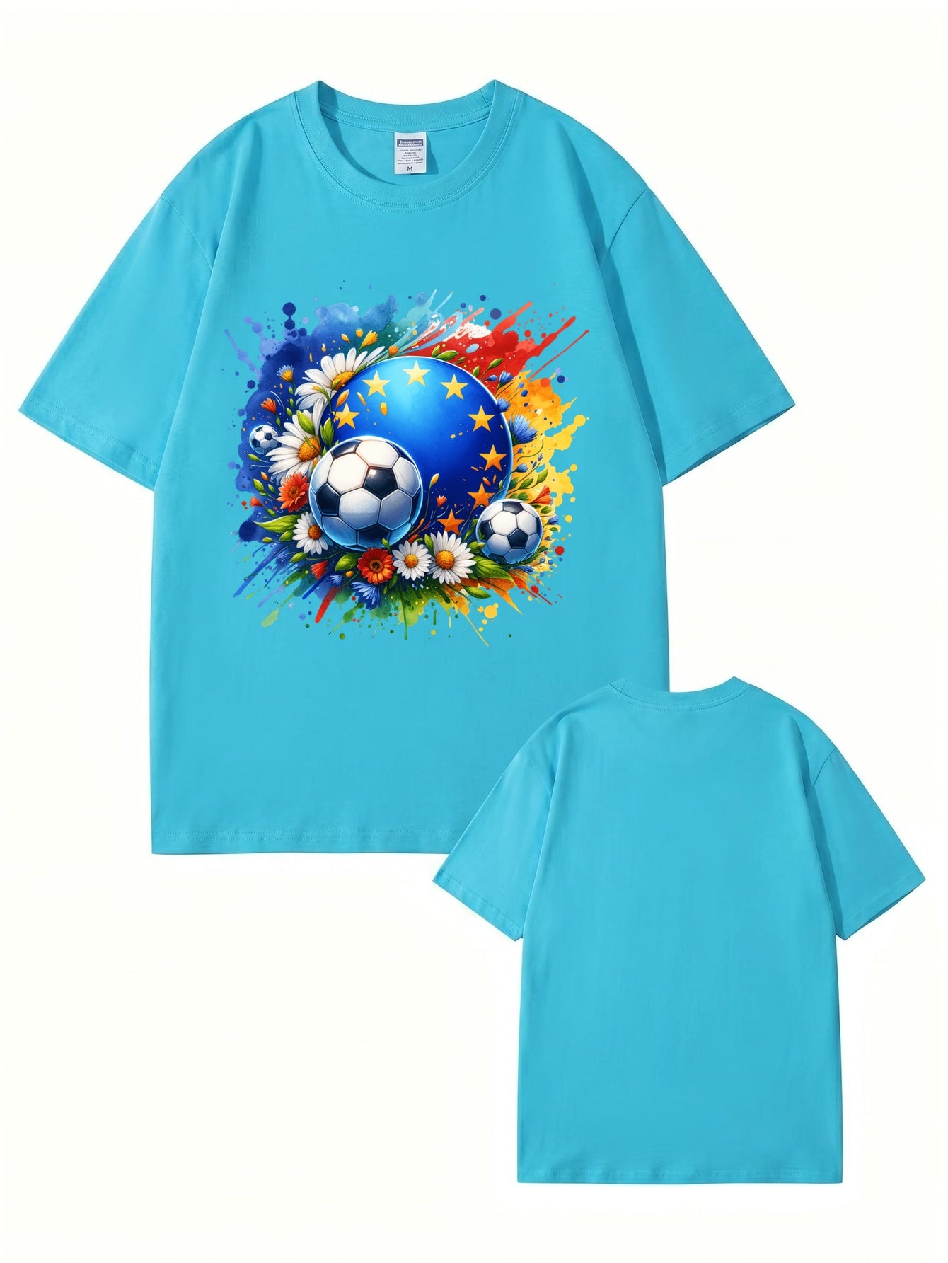 European Championship Floral Soccer Ball Graphic T-Shirt
