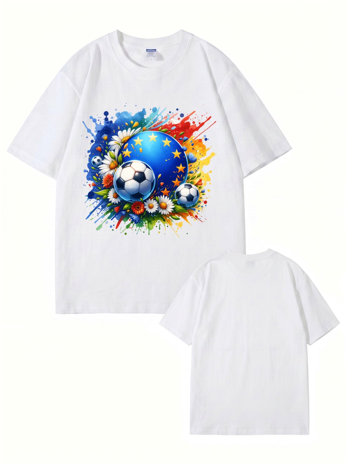 European Championship Floral Soccer Ball Graphic T-Shirt