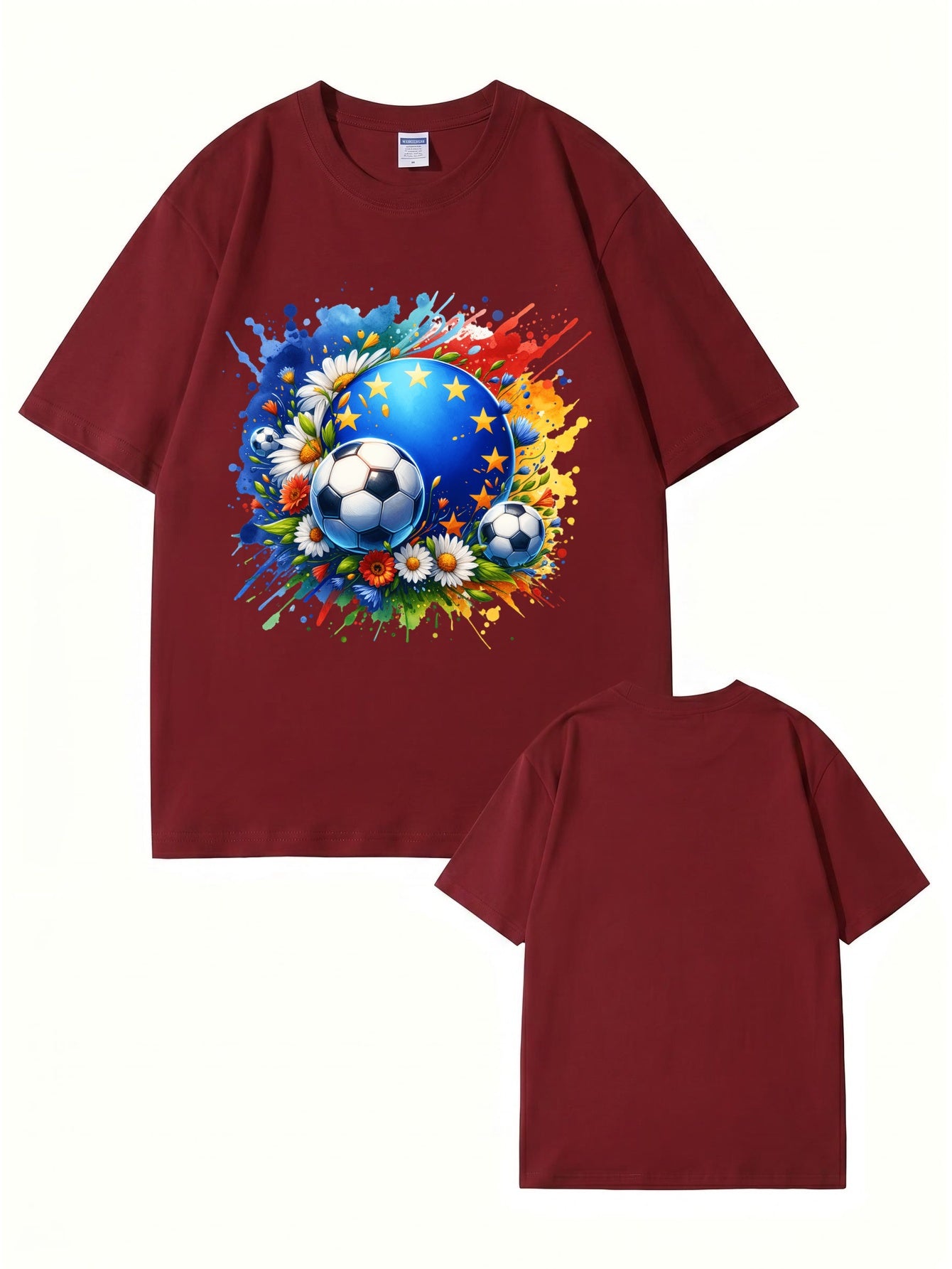 European Championship Floral Soccer Ball Graphic T-Shirt