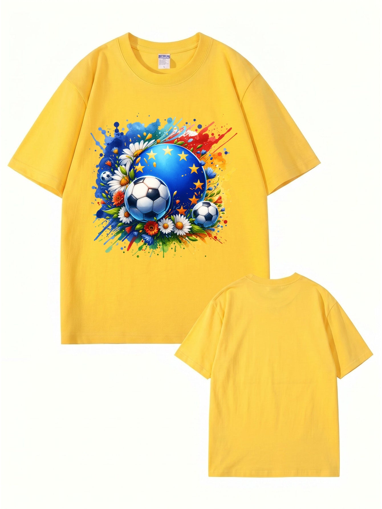 European Championship Floral Soccer Ball Graphic T-Shirt