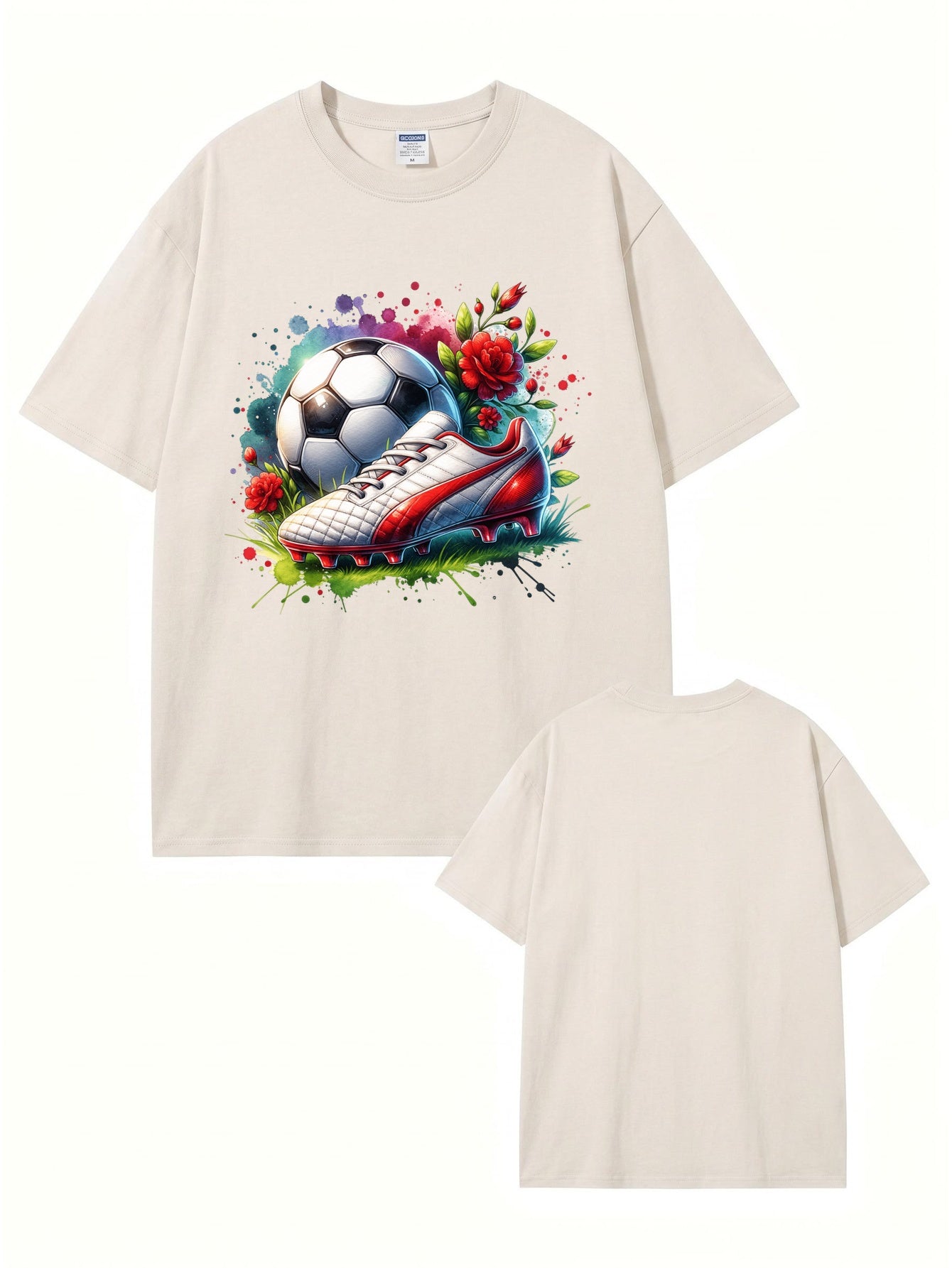 Vintage Washed Soccer Ball & Cleats Graphic T-Shirt