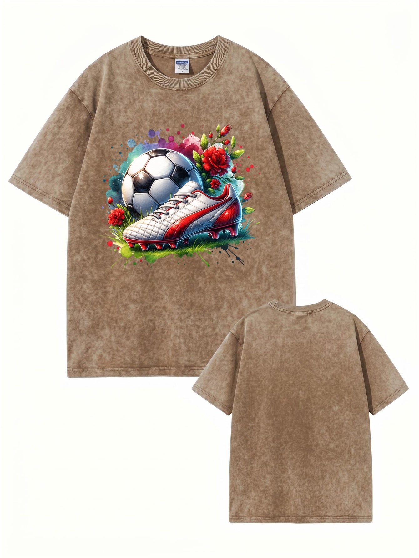 Vintage Washed Soccer Ball & Cleats Graphic T-Shirt