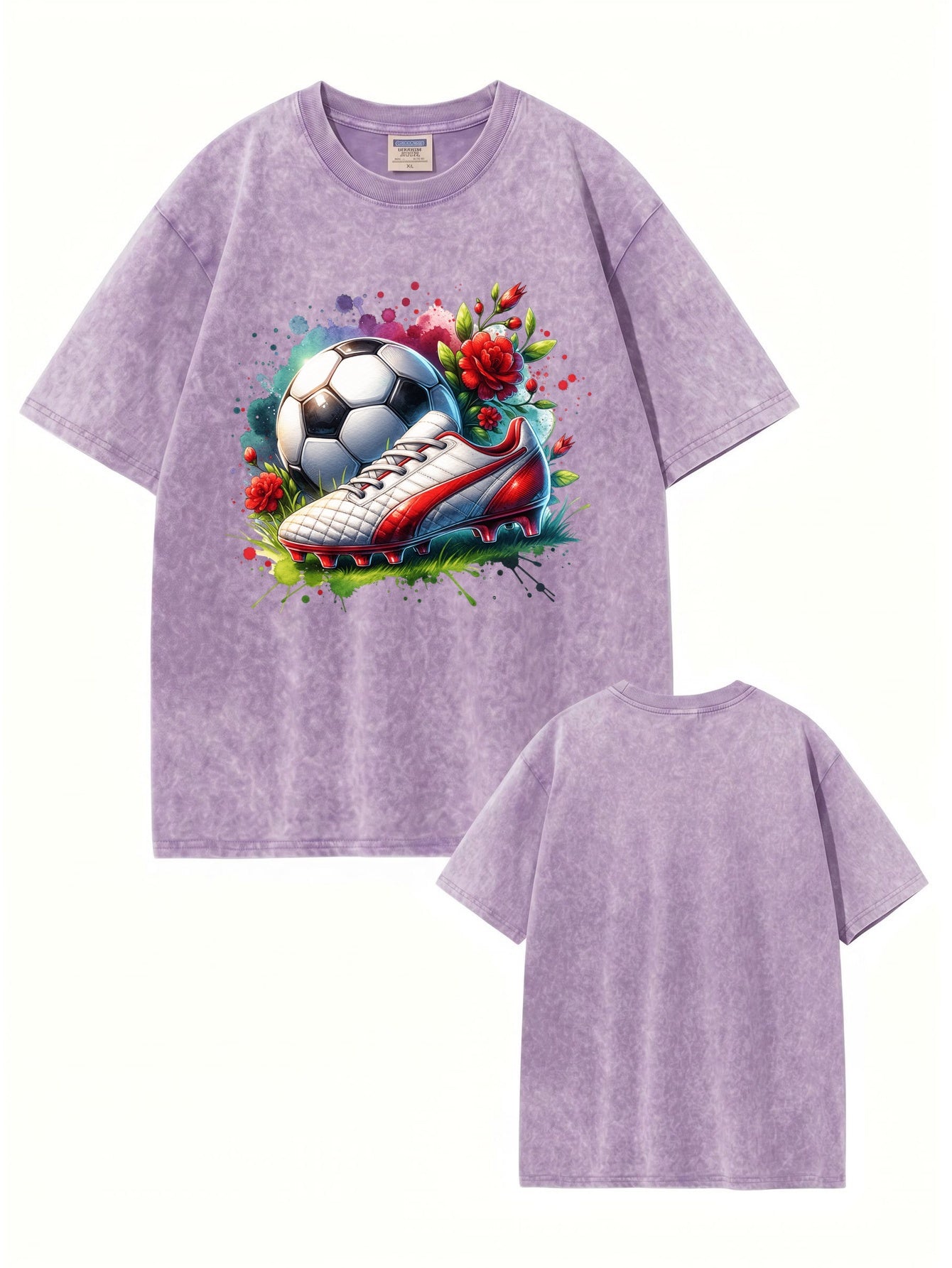 Vintage Washed Soccer Ball & Cleats Graphic T-Shirt