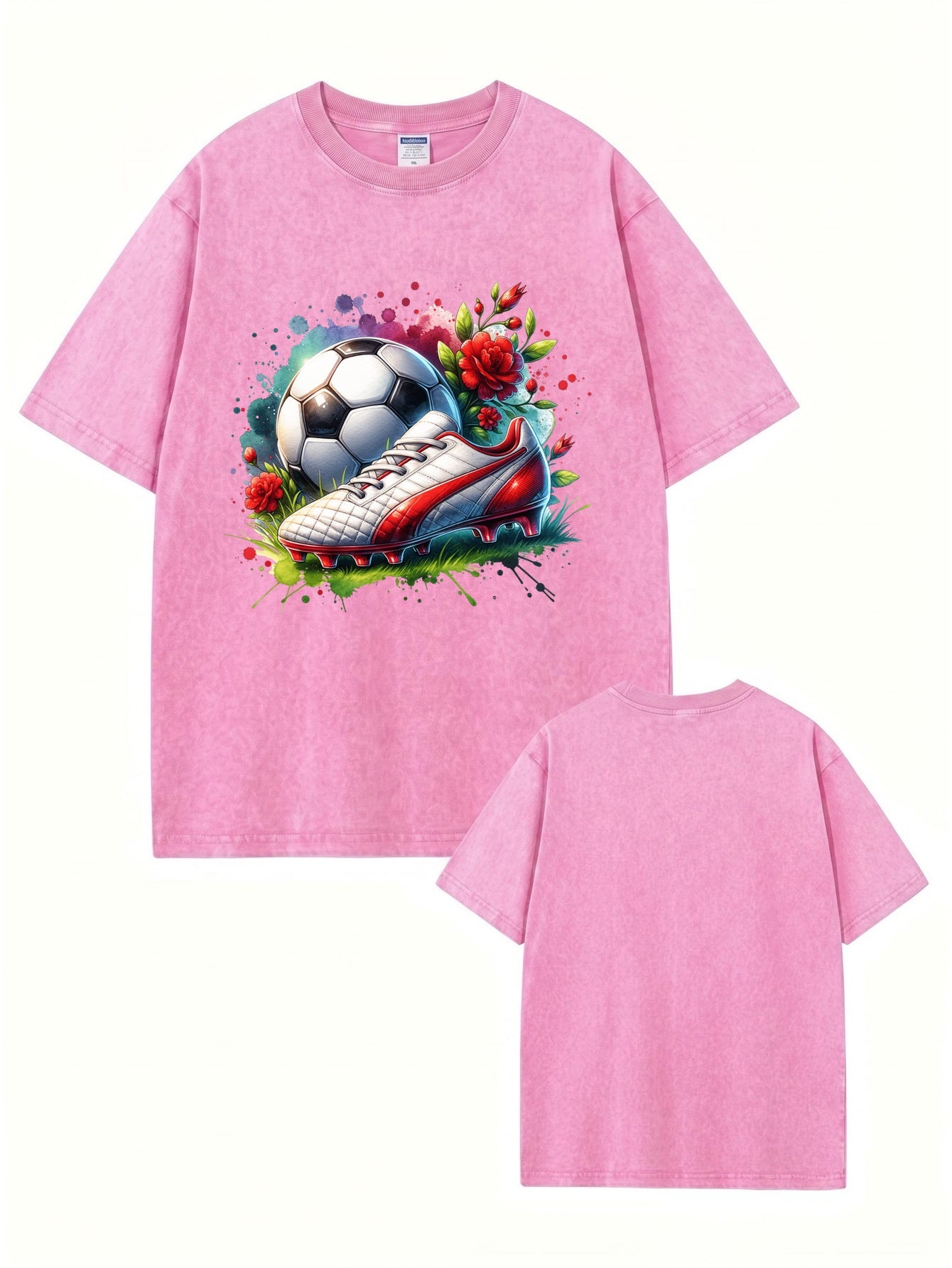 Vintage Washed Soccer Ball & Cleats Graphic T-Shirt