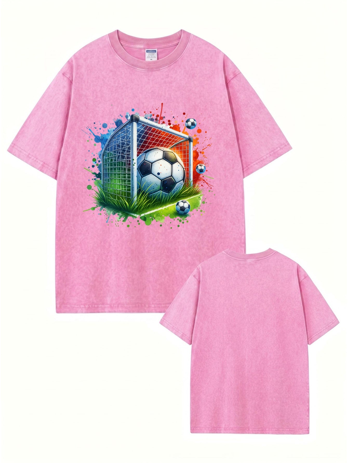 Vintage Washed Soccer Goal Graphic T-Shirt - 300GSM Heavyweight Cotton