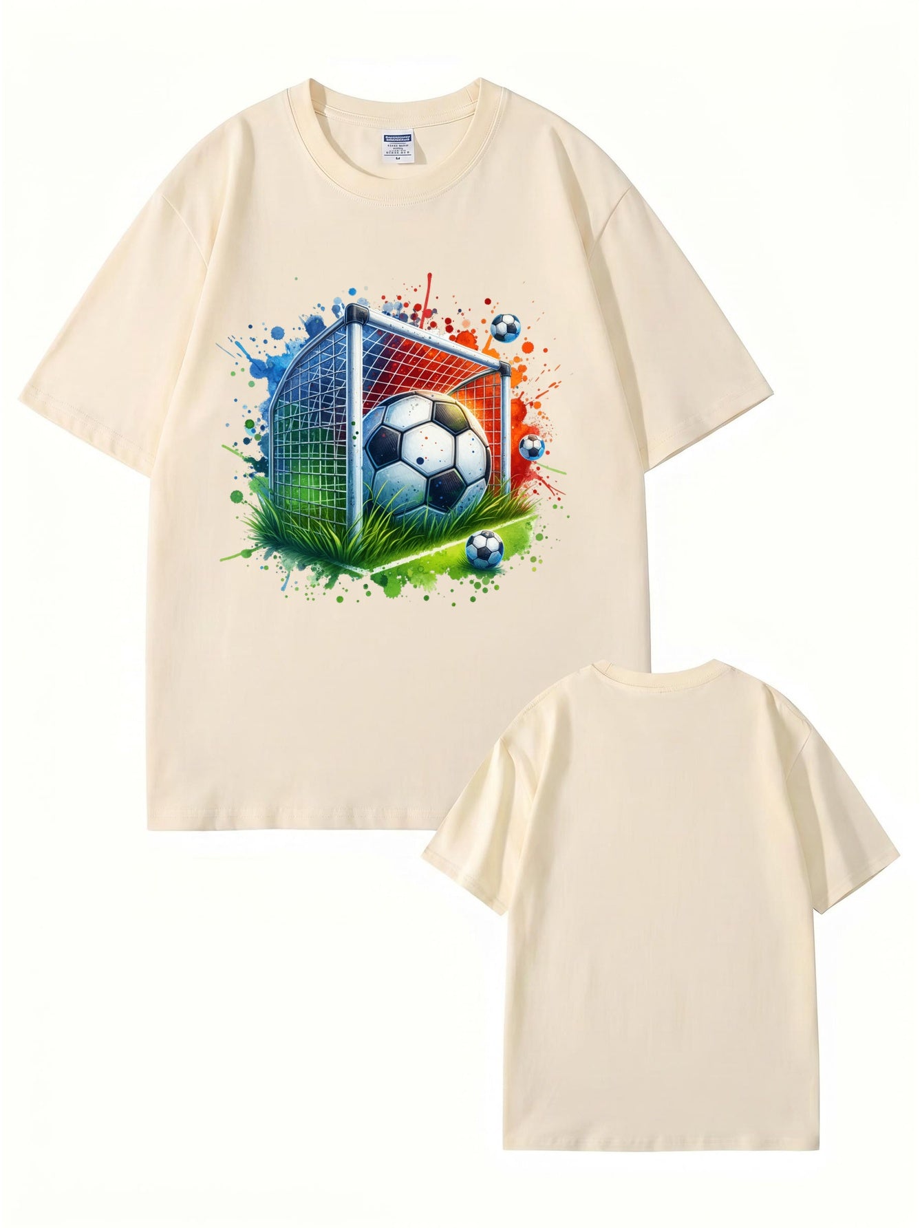 Soccer Goal Art Graphic Print T-Shirt - Premium 200gsm Cotton Tee