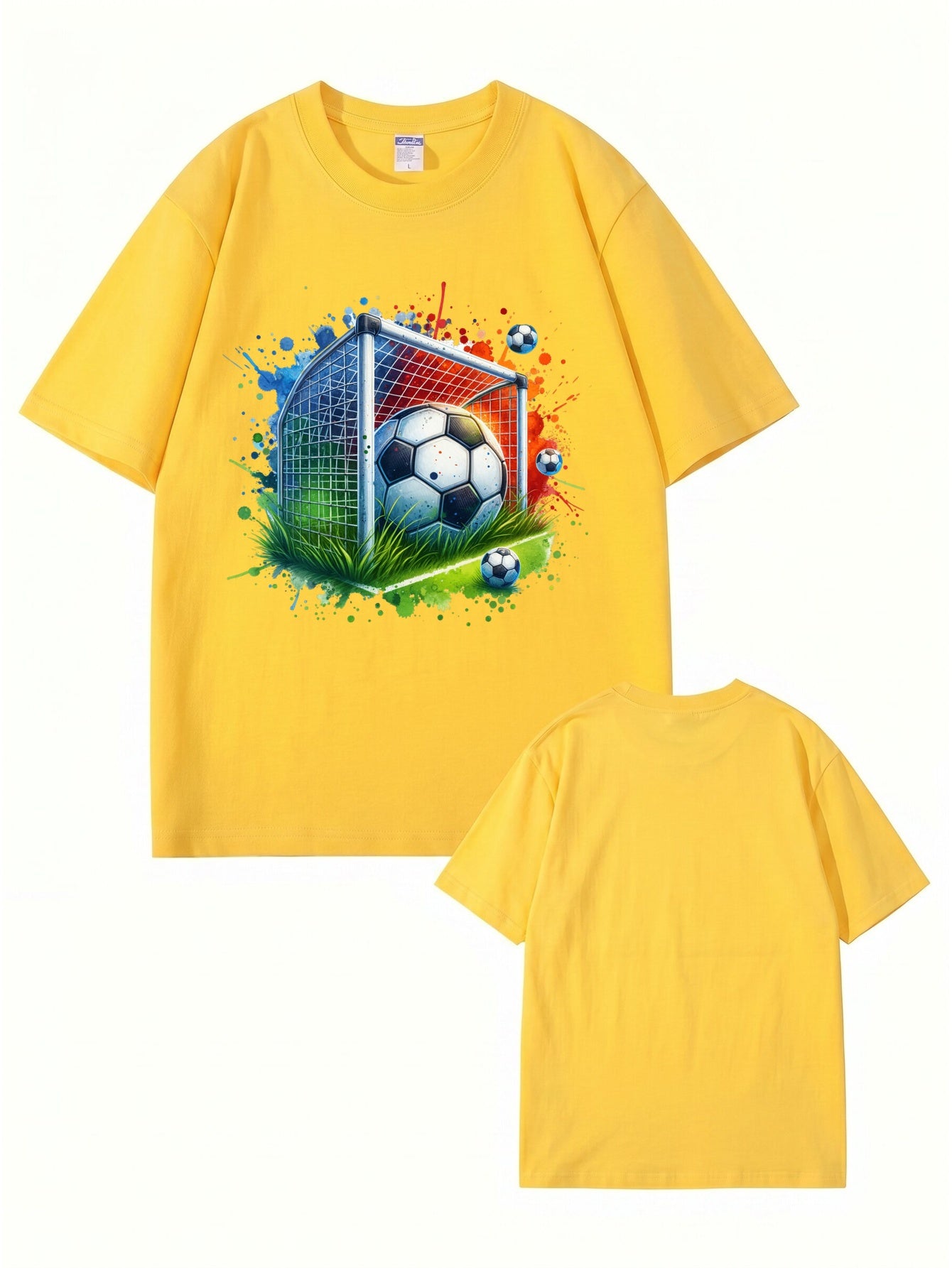 Soccer Goal Art Graphic Print T-Shirt - Premium 200gsm Cotton Tee