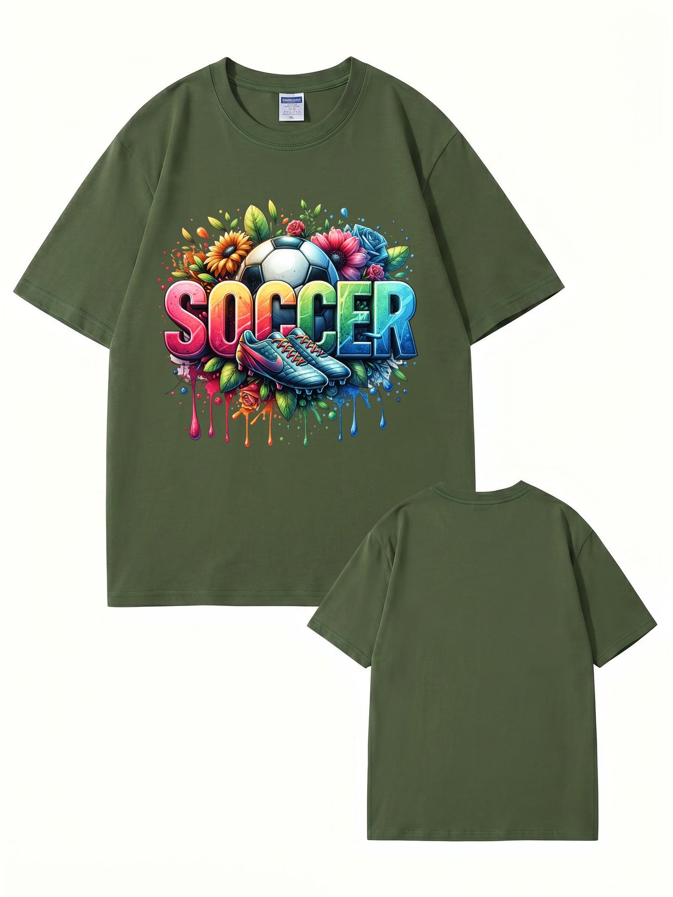 Colorful Floral Soccer Graphic Print T-Shirt - Premium Cotton Tee