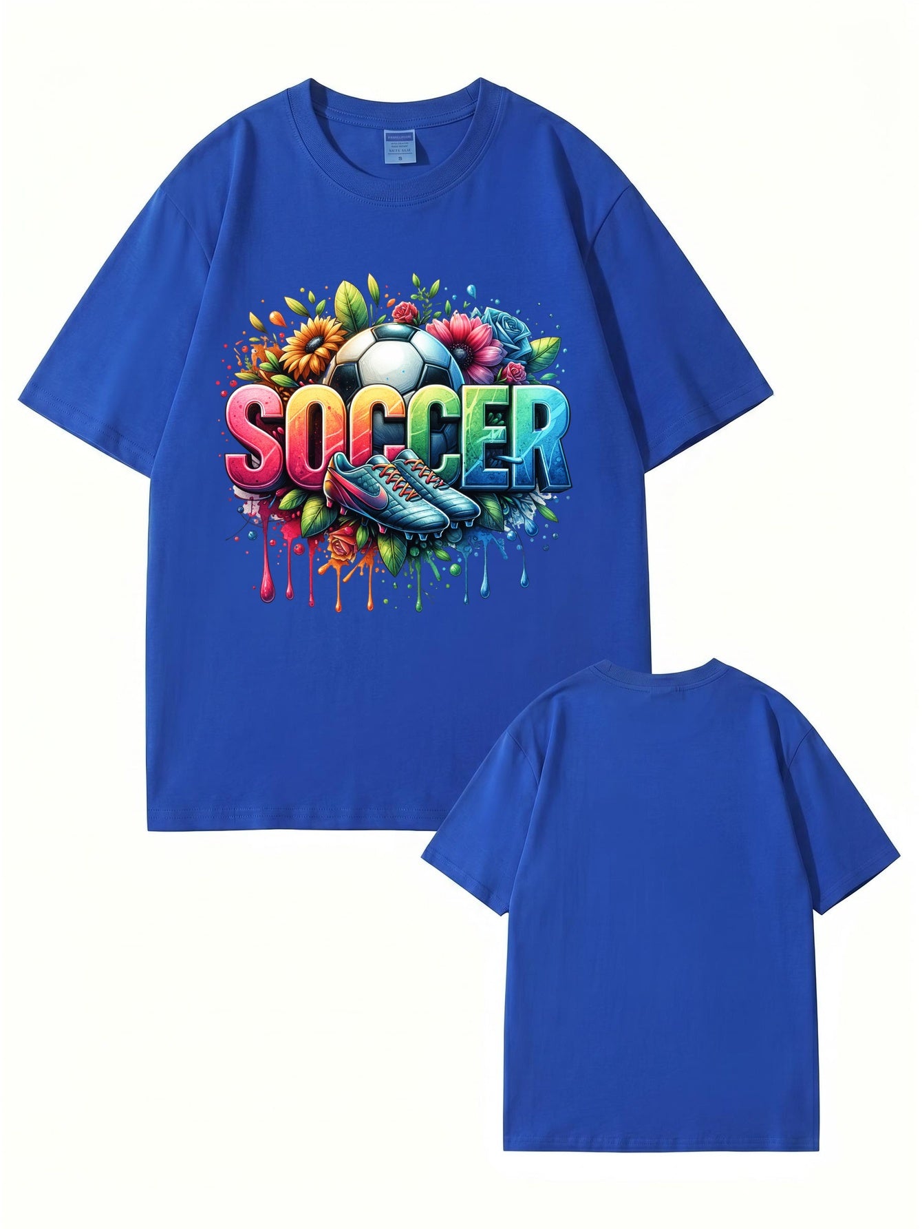 Colorful Floral Soccer Graphic Print T-Shirt - Premium Cotton Tee