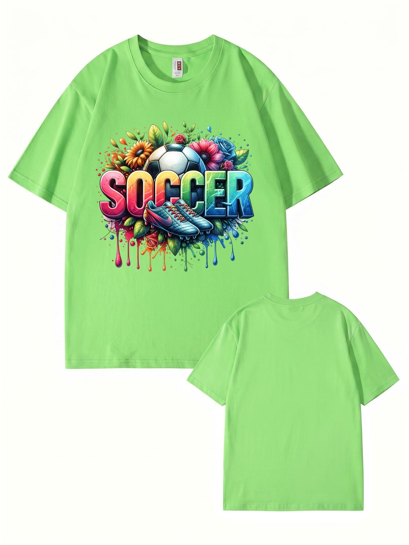 Colorful Floral Soccer Graphic Print T-Shirt - Premium Cotton Tee