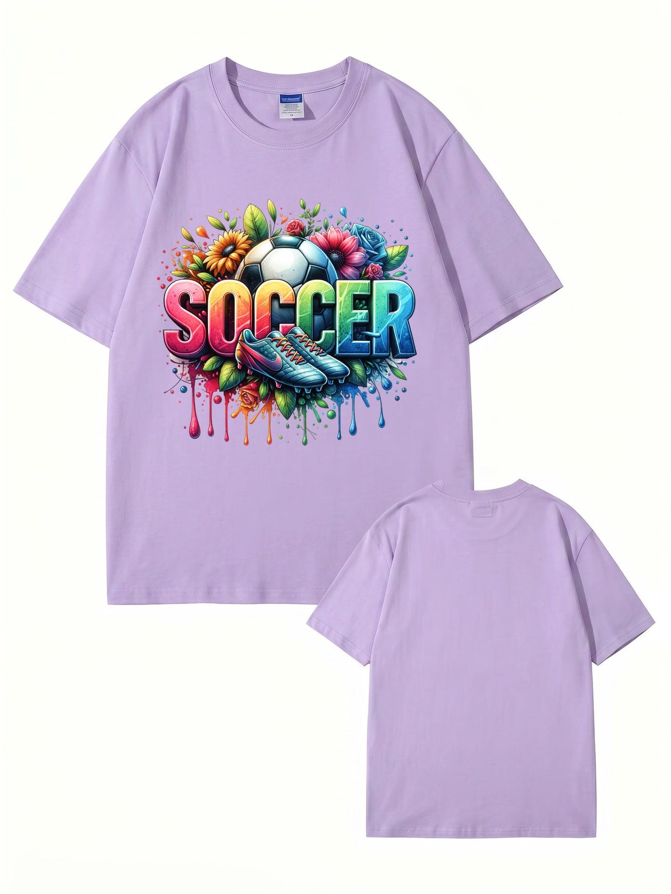 Colorful Floral Soccer Graphic Print T-Shirt - Premium Cotton Tee