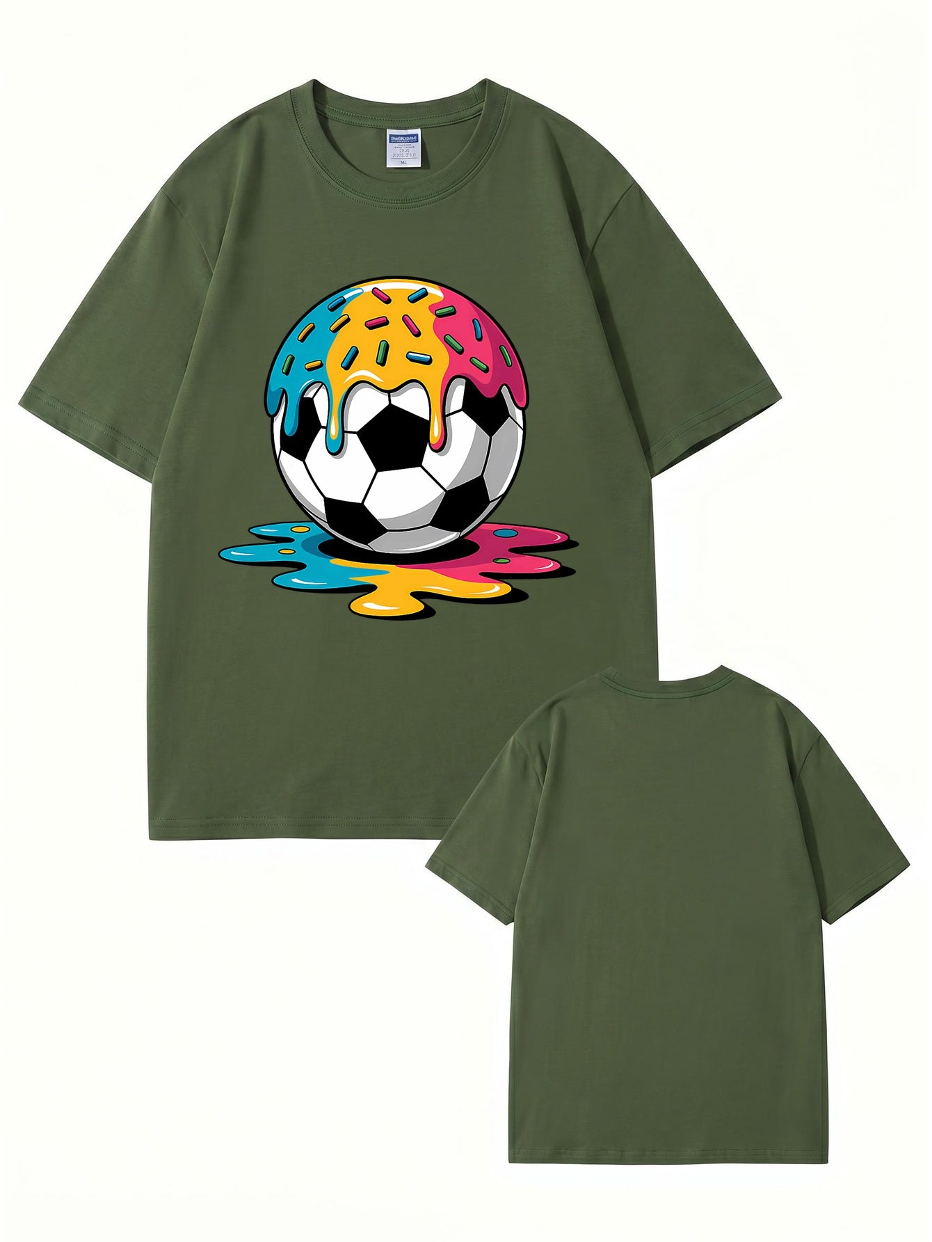 Melting Donut Soccer Ball Graphic T-Shirt | Creative Sports Cotton Tee