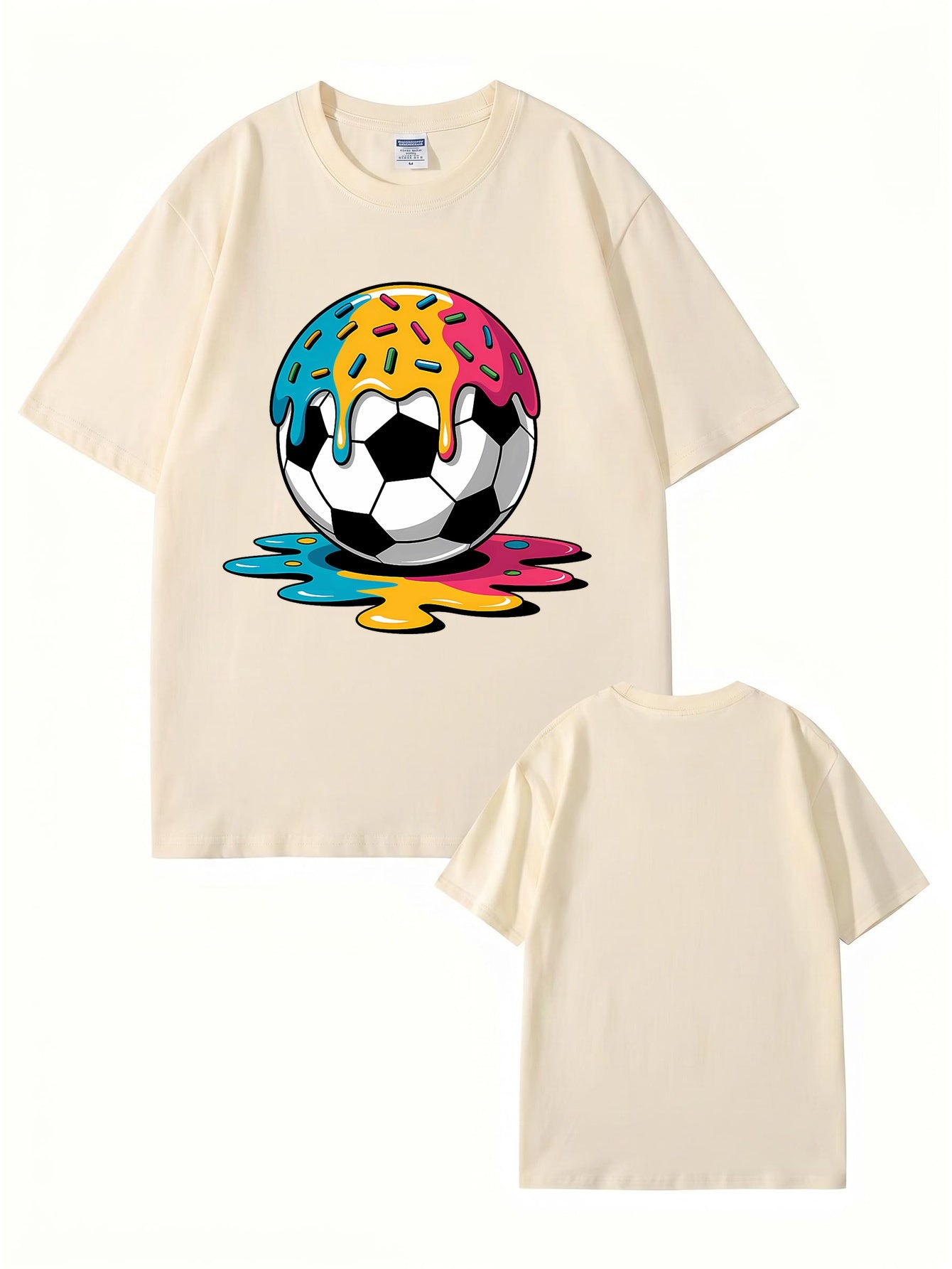 Melting Donut Soccer Ball Graphic T-Shirt | Creative Sports Cotton Tee