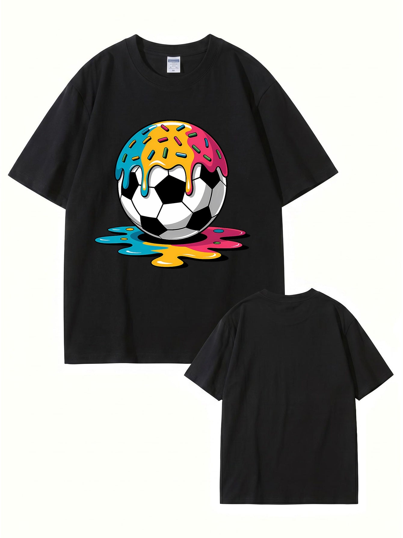Melting Donut Soccer Ball Graphic T-Shirt | Creative Sports Cotton Tee