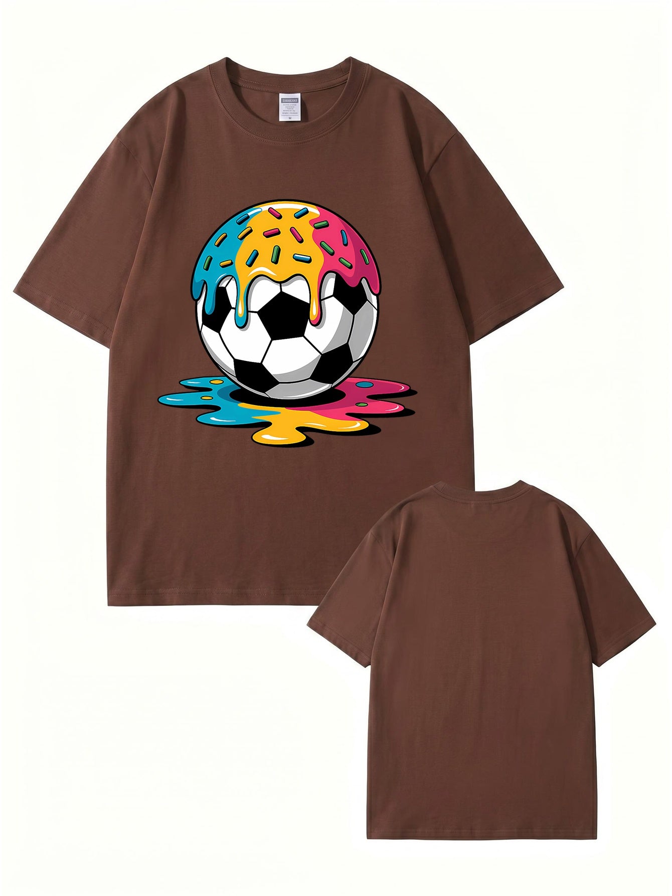 Melting Donut Soccer Ball Graphic T-Shirt | Creative Sports Cotton Tee