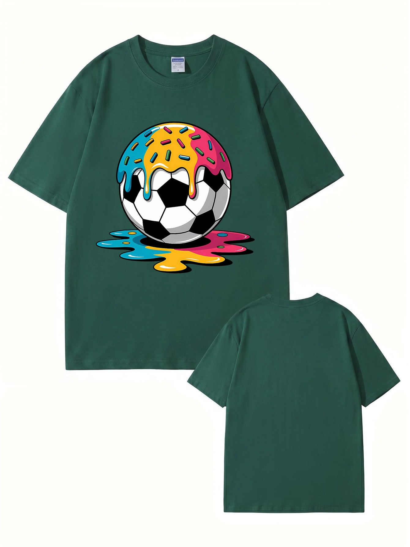 Melting Donut Soccer Ball Graphic T-Shirt | Creative Sports Cotton Tee