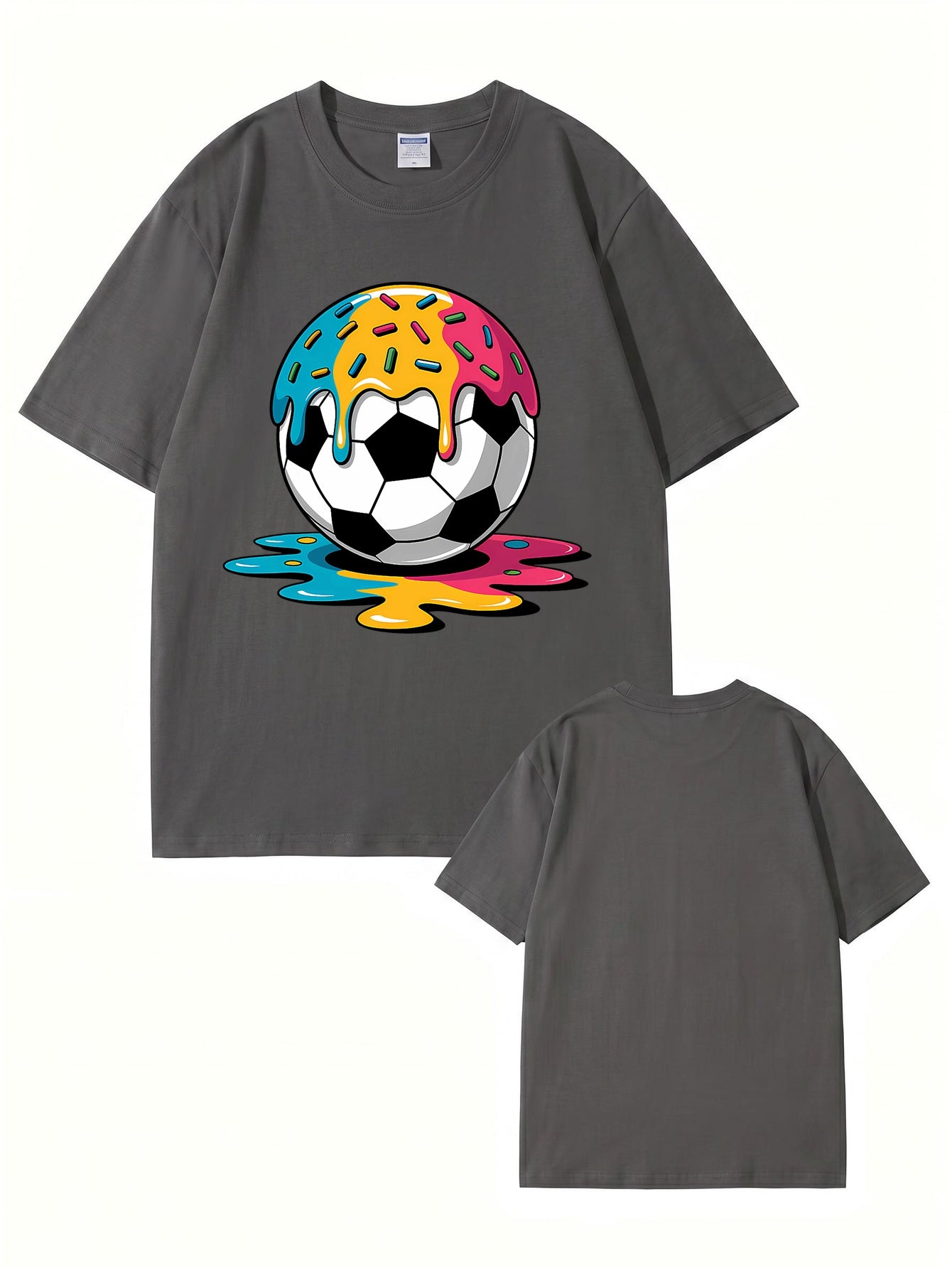 Melting Donut Soccer Ball Graphic T-Shirt | Creative Sports Cotton Tee