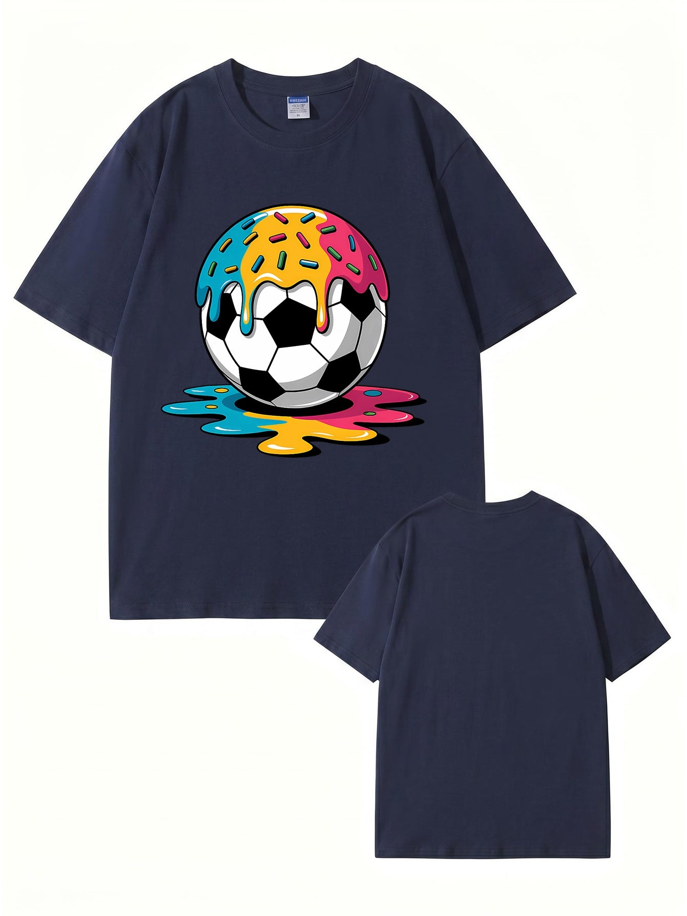 Melting Donut Soccer Ball Graphic T-Shirt | Creative Sports Cotton Tee