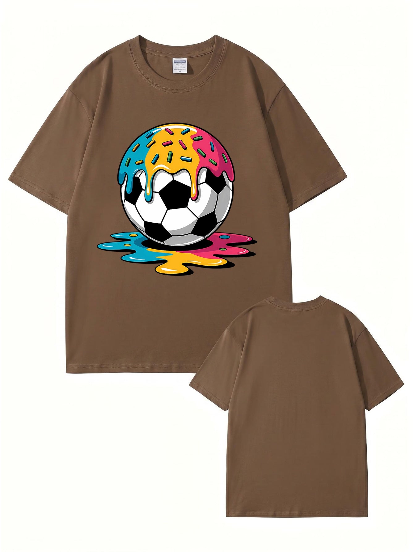 Melting Donut Soccer Ball Graphic T-Shirt | Creative Sports Cotton Tee