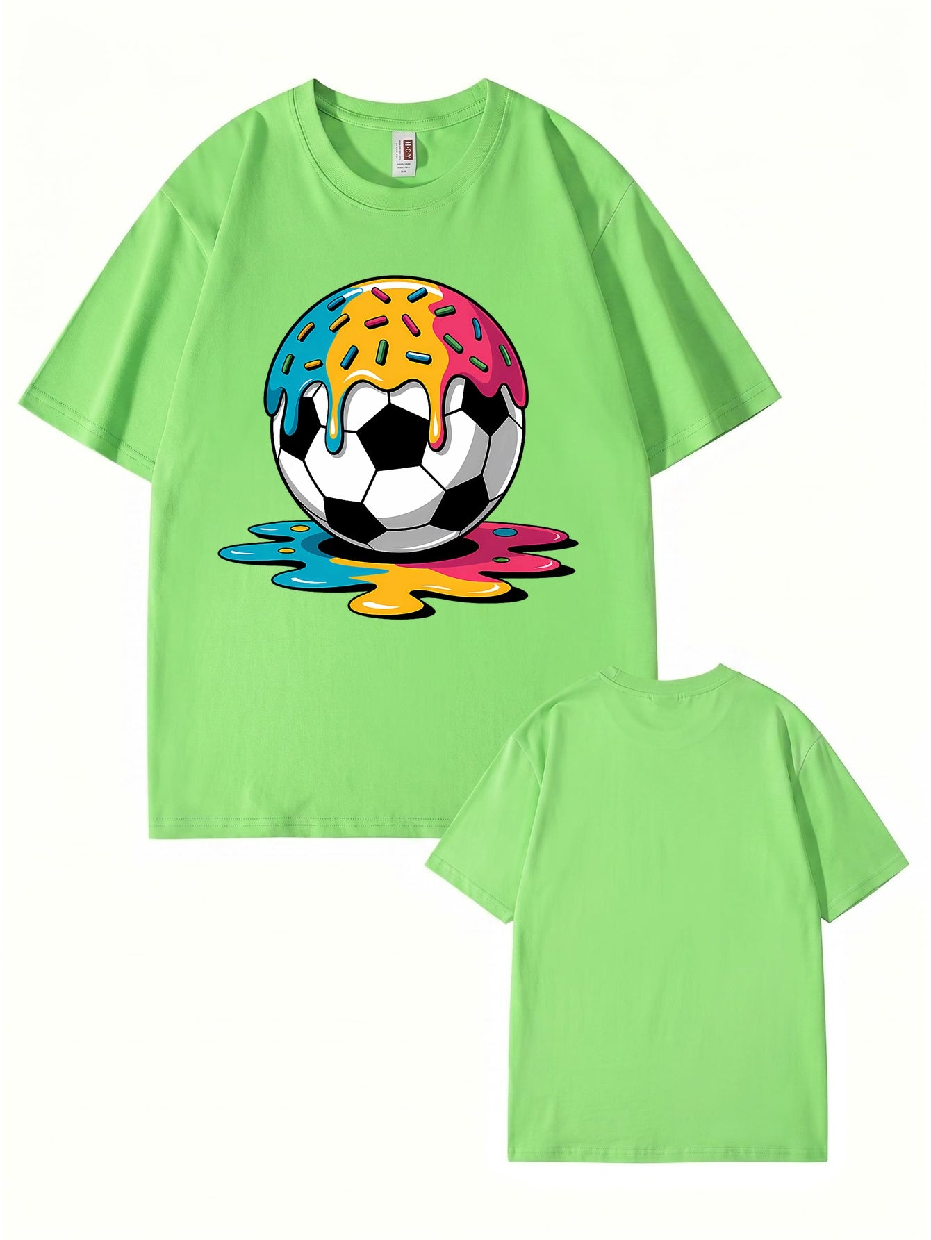Melting Donut Soccer Ball Graphic T-Shirt | Creative Sports Cotton Tee