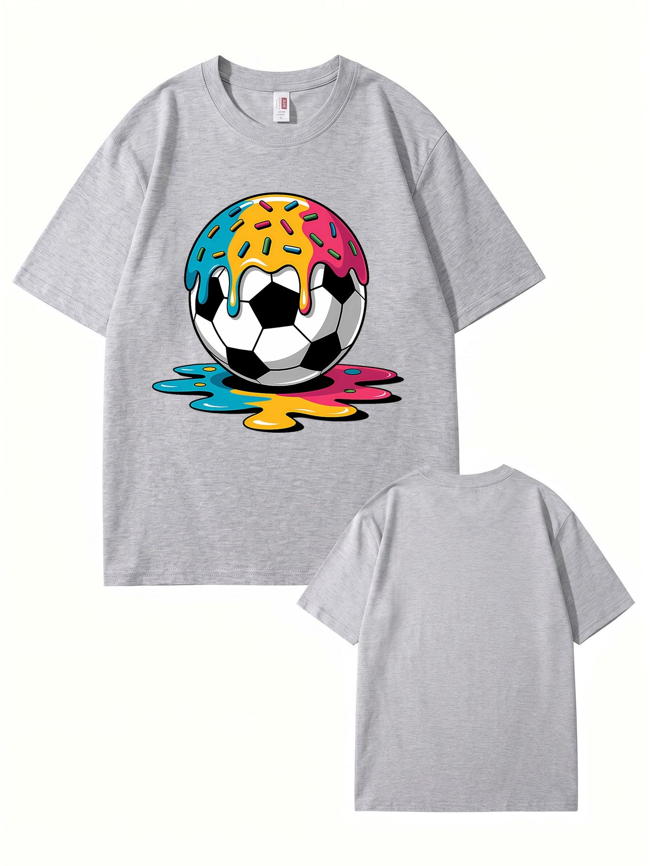 Melting Donut Soccer Ball Graphic T-Shirt | Creative Sports Cotton Tee