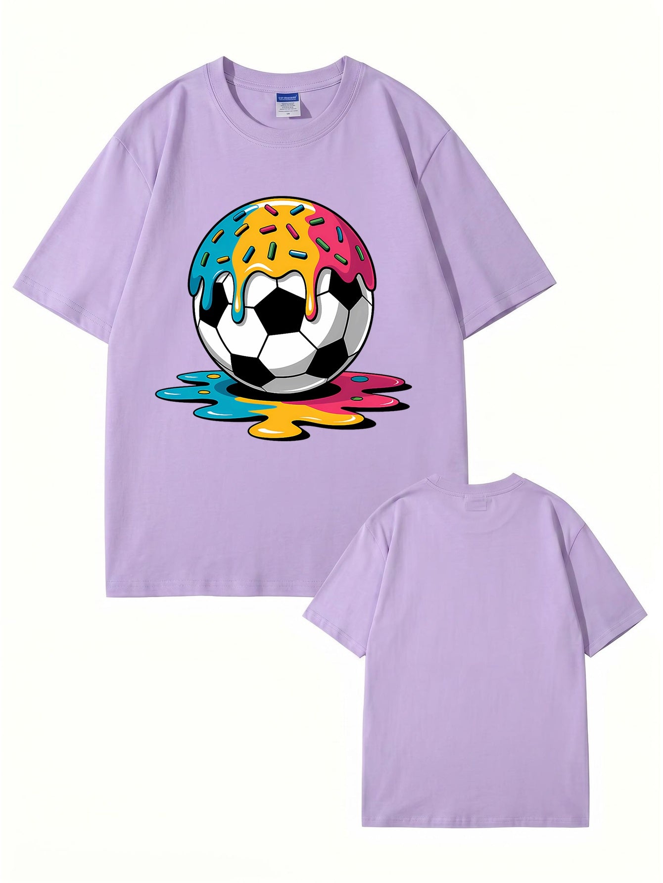 Melting Donut Soccer Ball Graphic T-Shirt | Creative Sports Cotton Tee